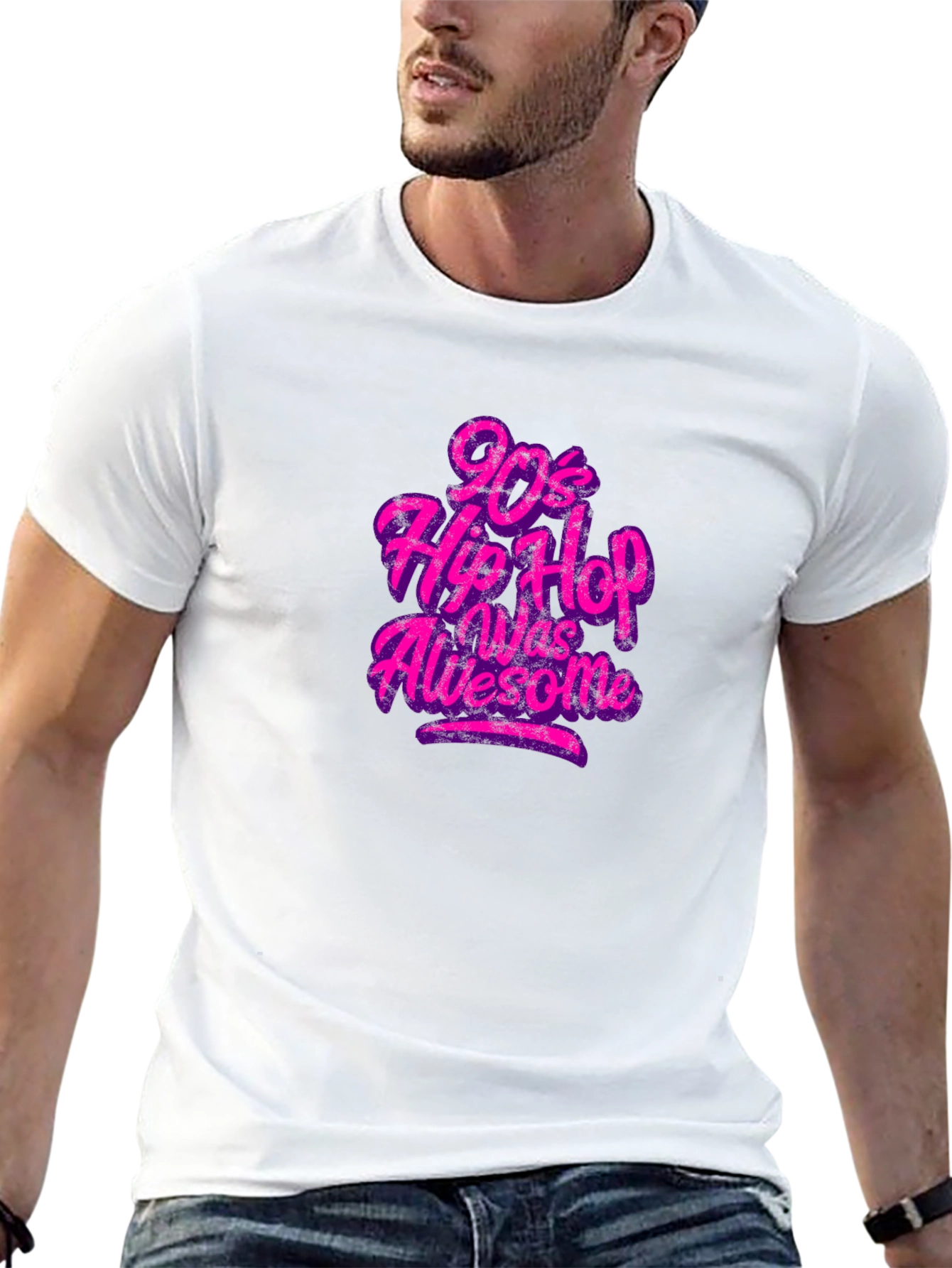 90s Hip Hop Was Awesome Black Graphic Tee