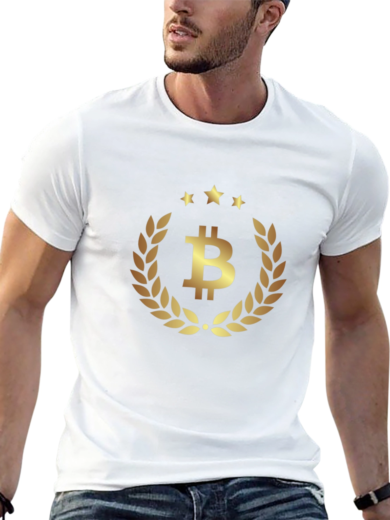 Bitcoin Laurel Wreath T-Shirt - Crypto Currency Tee