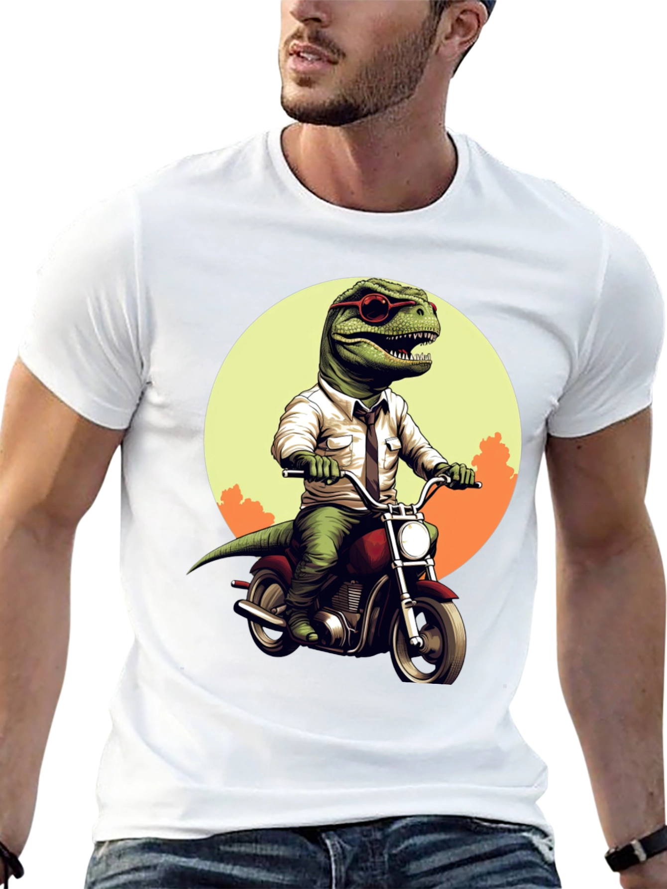 Dino Rider T-Shirt: Cool T-Rex on Motorcycle Tee