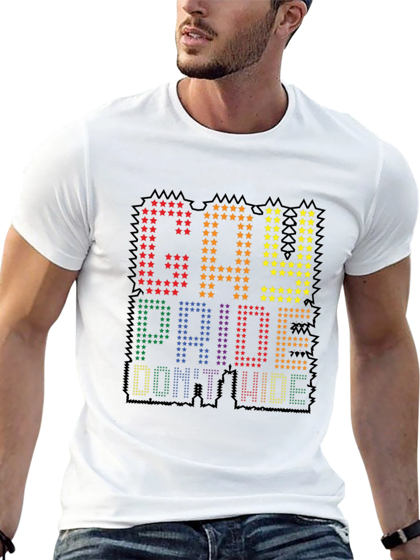 Gay Pride Graphic Tee - Rainbow Star Design