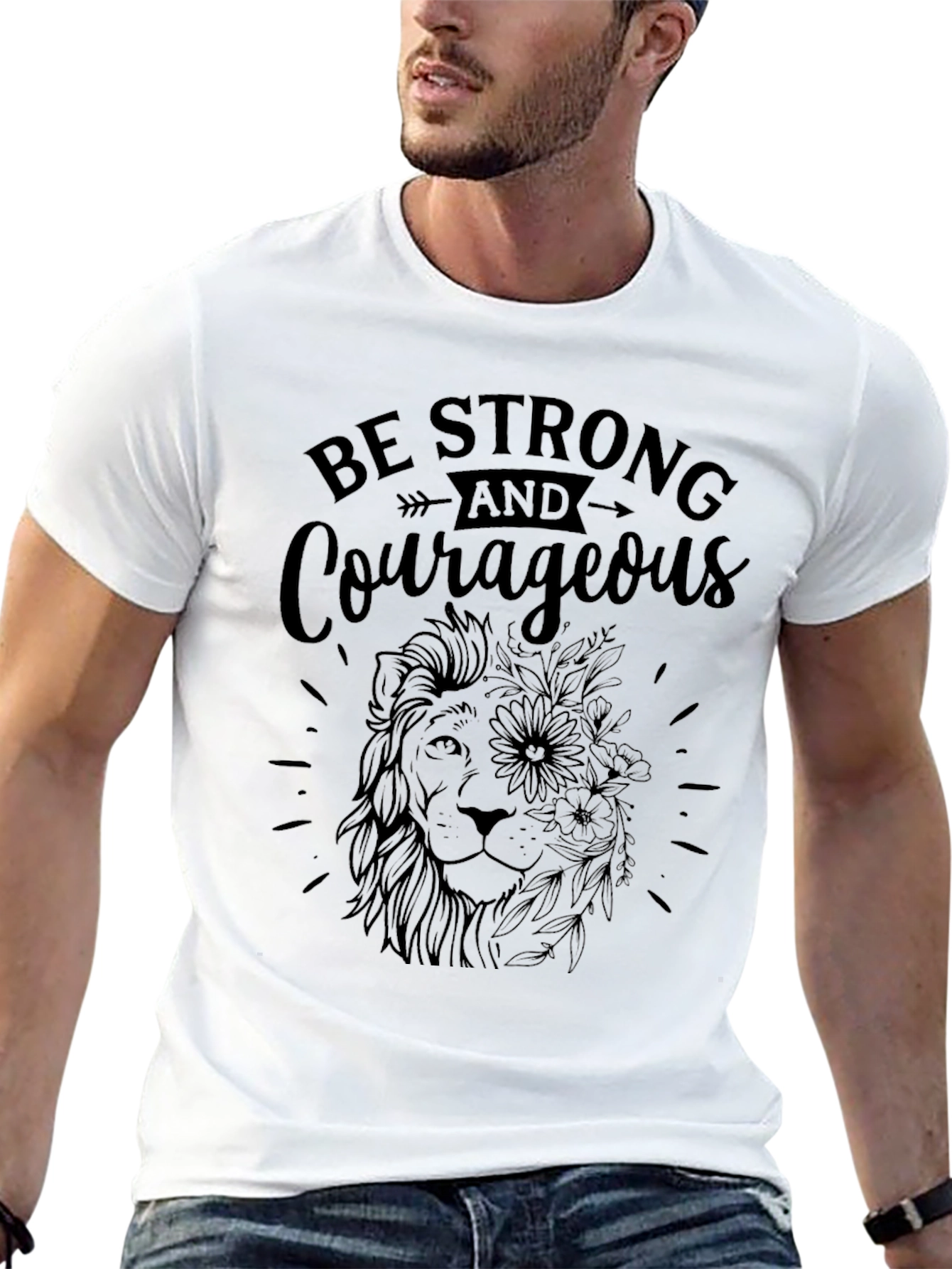 Be Strong & Courageous Lion Graphic Tee