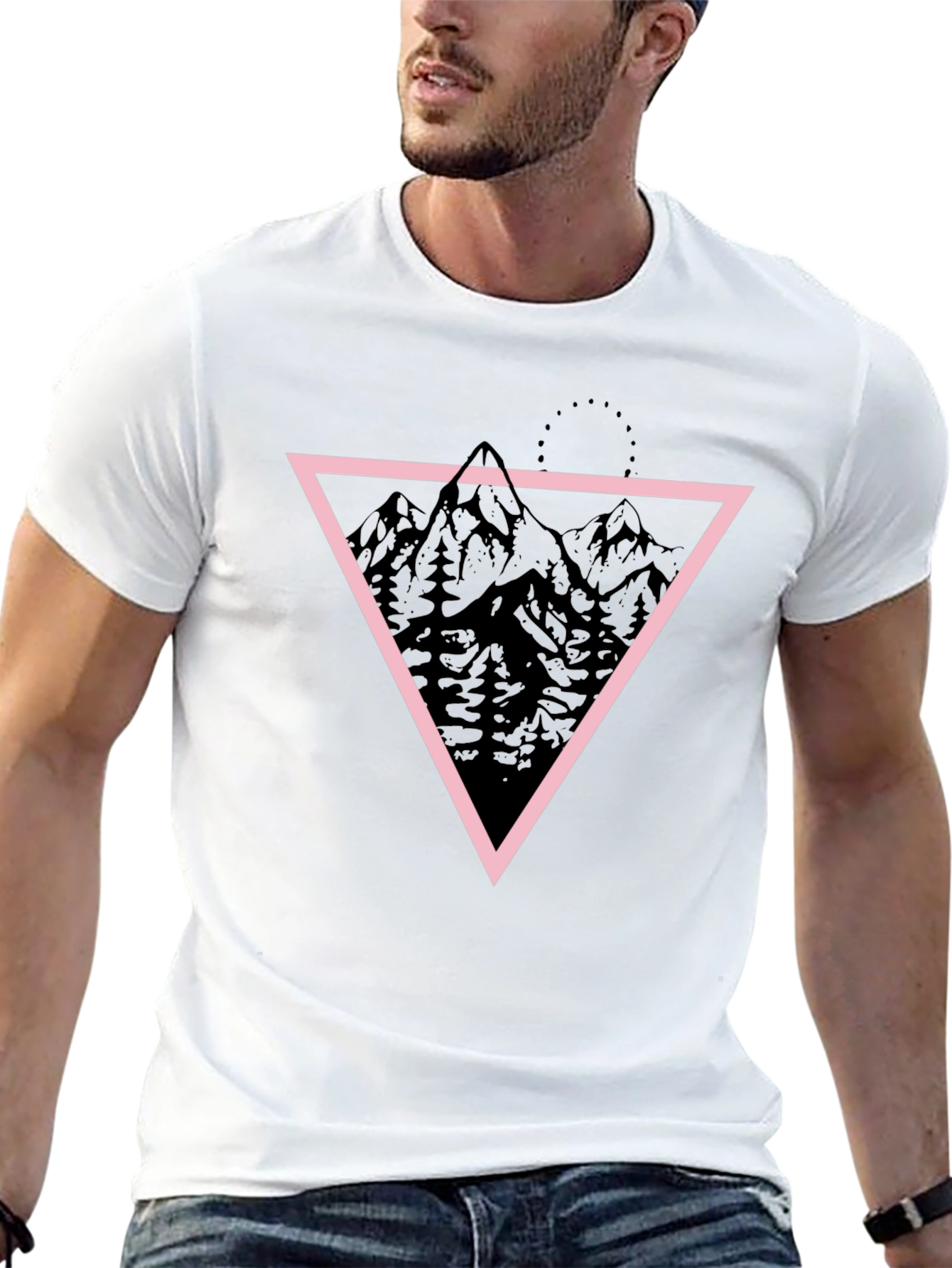 Geometric Mountain Print T-Shirt