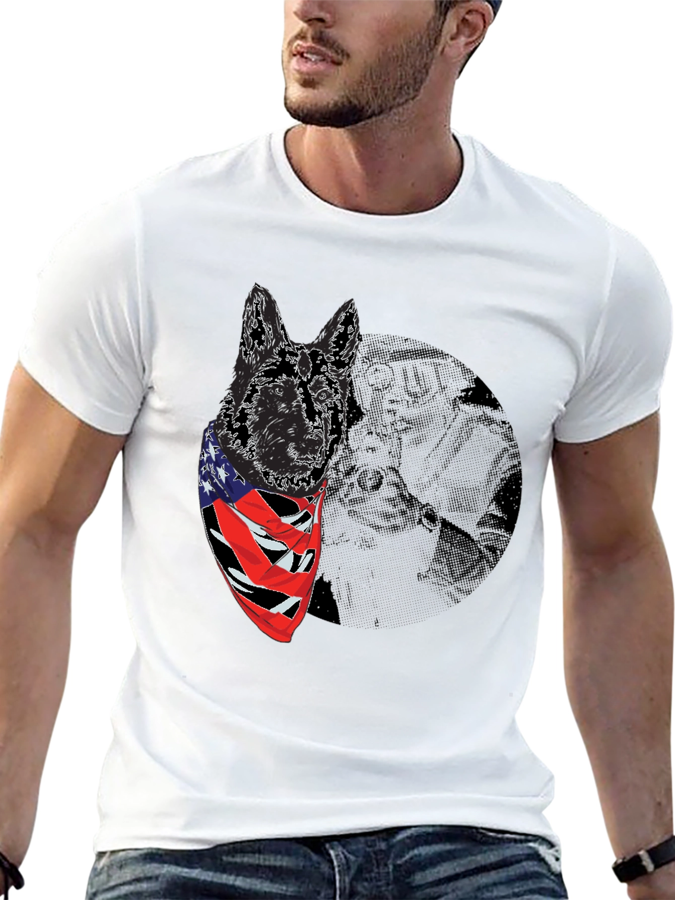 American Dog T-Shirt: Patriotic German Shepherd