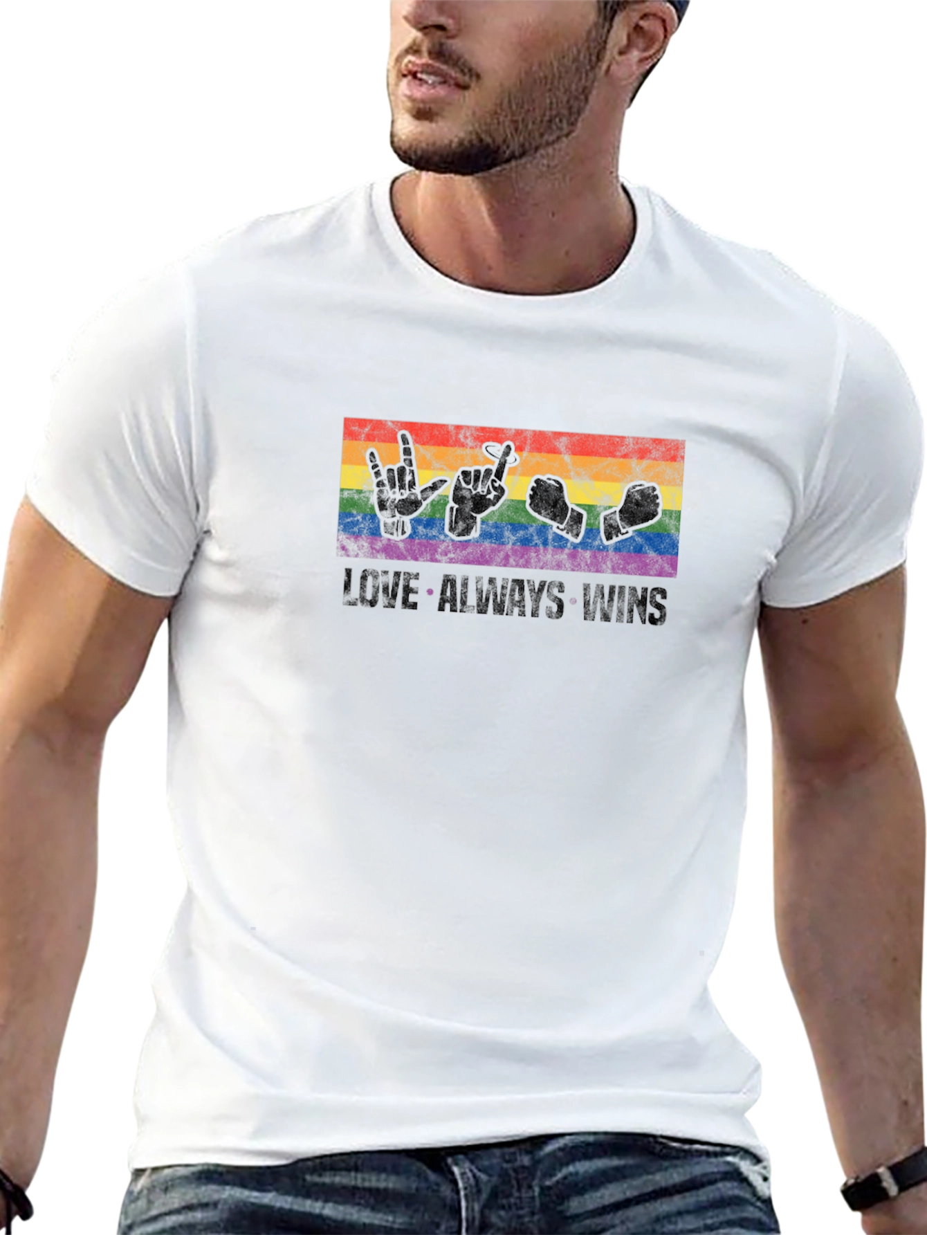 Love Wins T-Shirt LGBT Pride Sign Language Black Tee