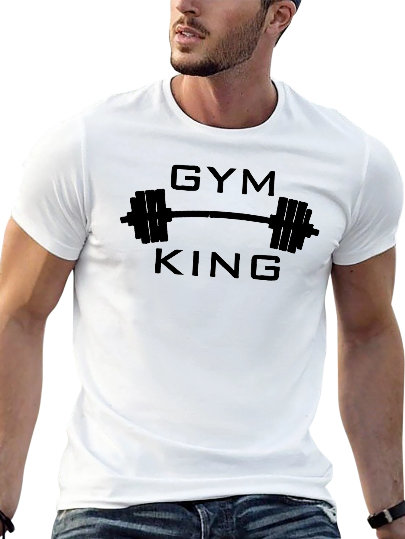 Gym King Black T-Shirt - Weightlifting Design