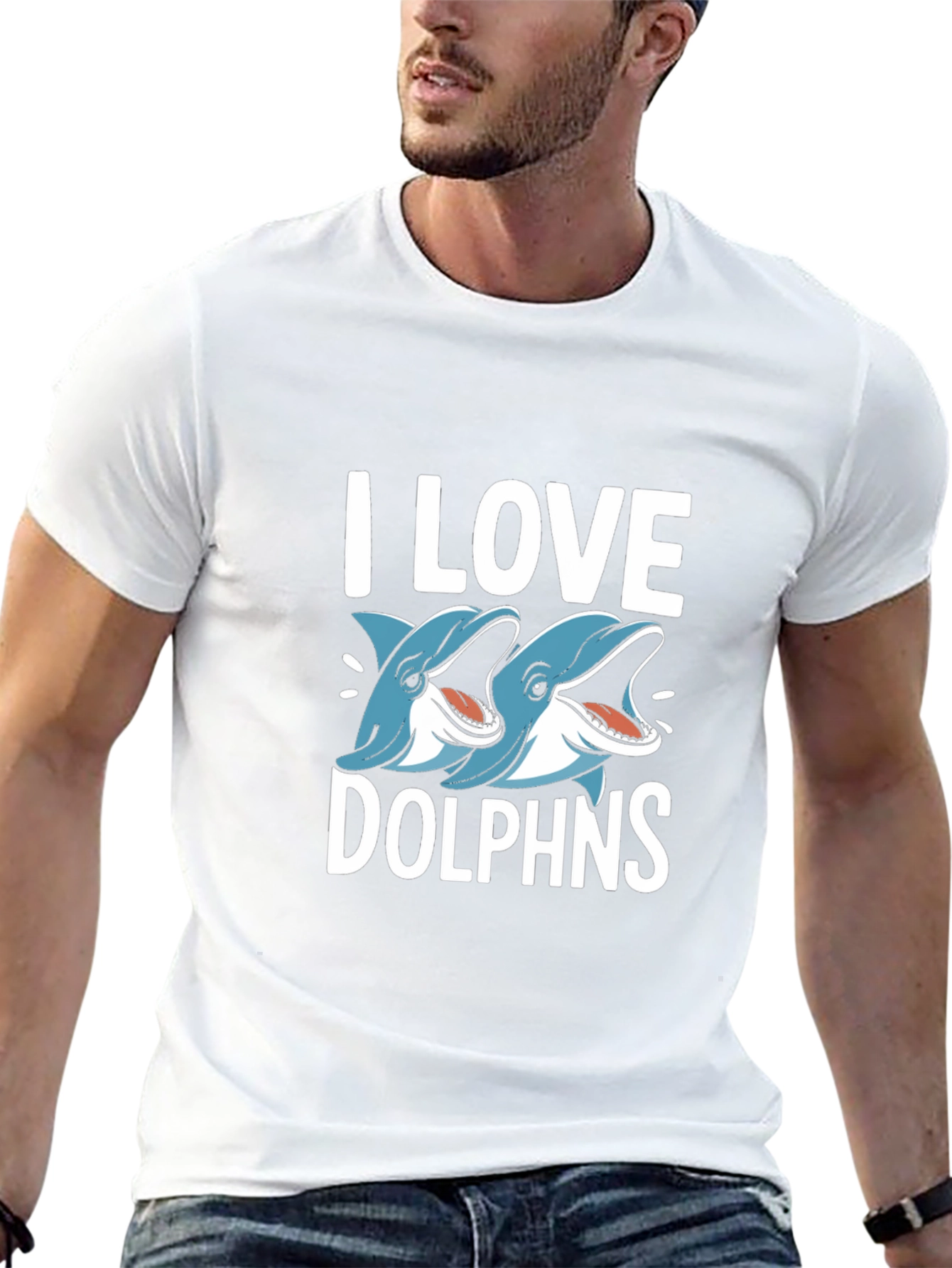 I Love Dolphins Black Graphic Tee