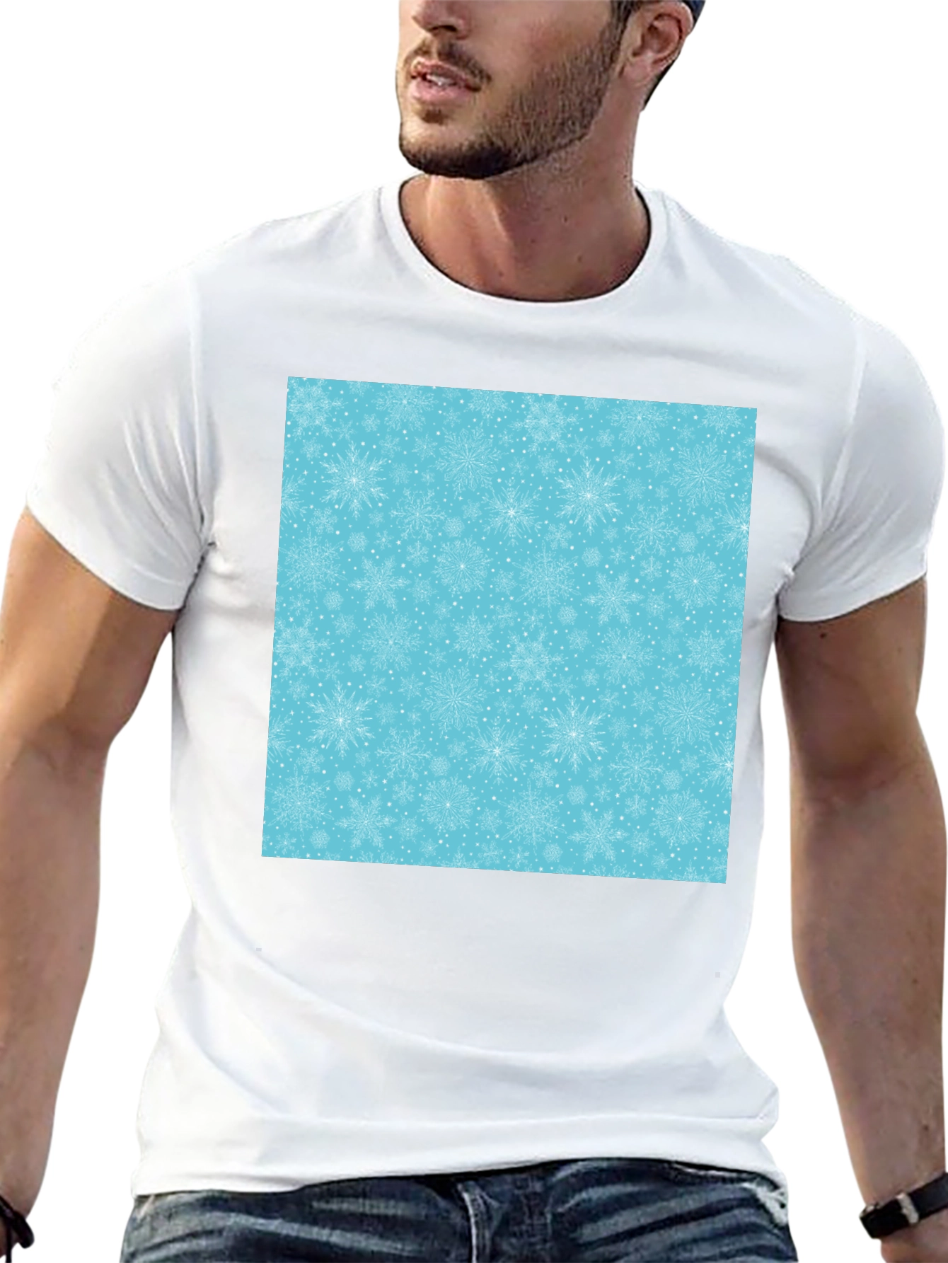 Snowflake Pattern Black Tee