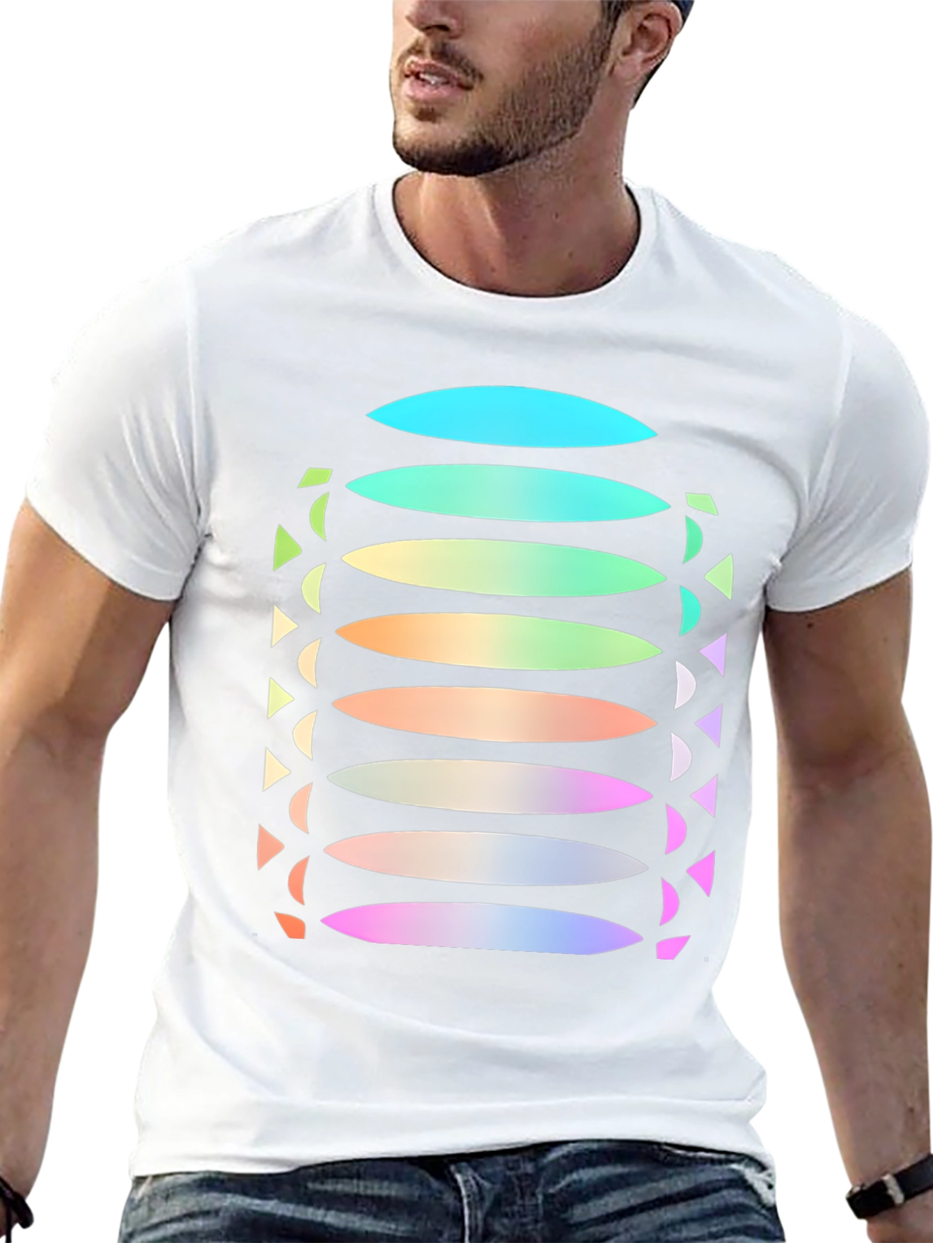 Abstract Gradient Disc Pattern Black Tee