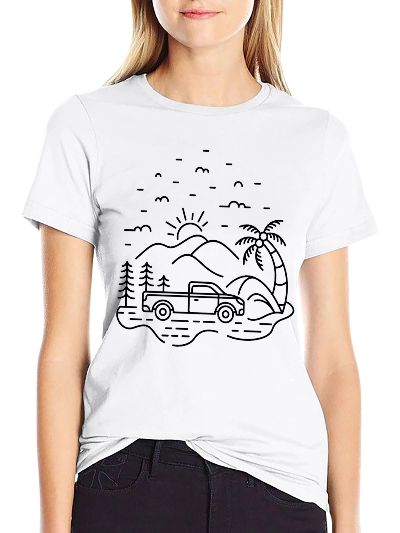 Truck Adventure Graphic Tee - Black Cotton Blend