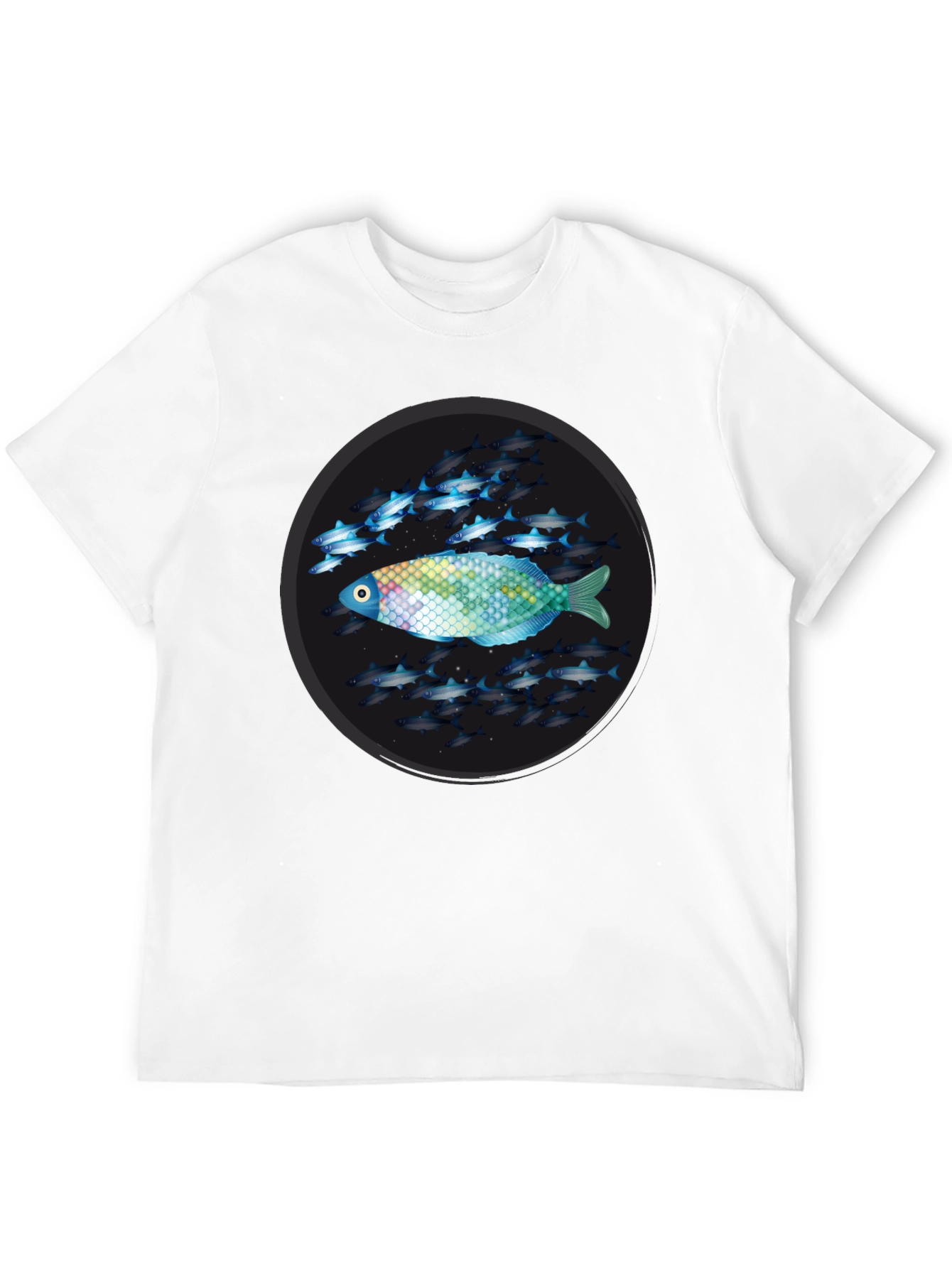 Unique Fish Design Black T-Shirt