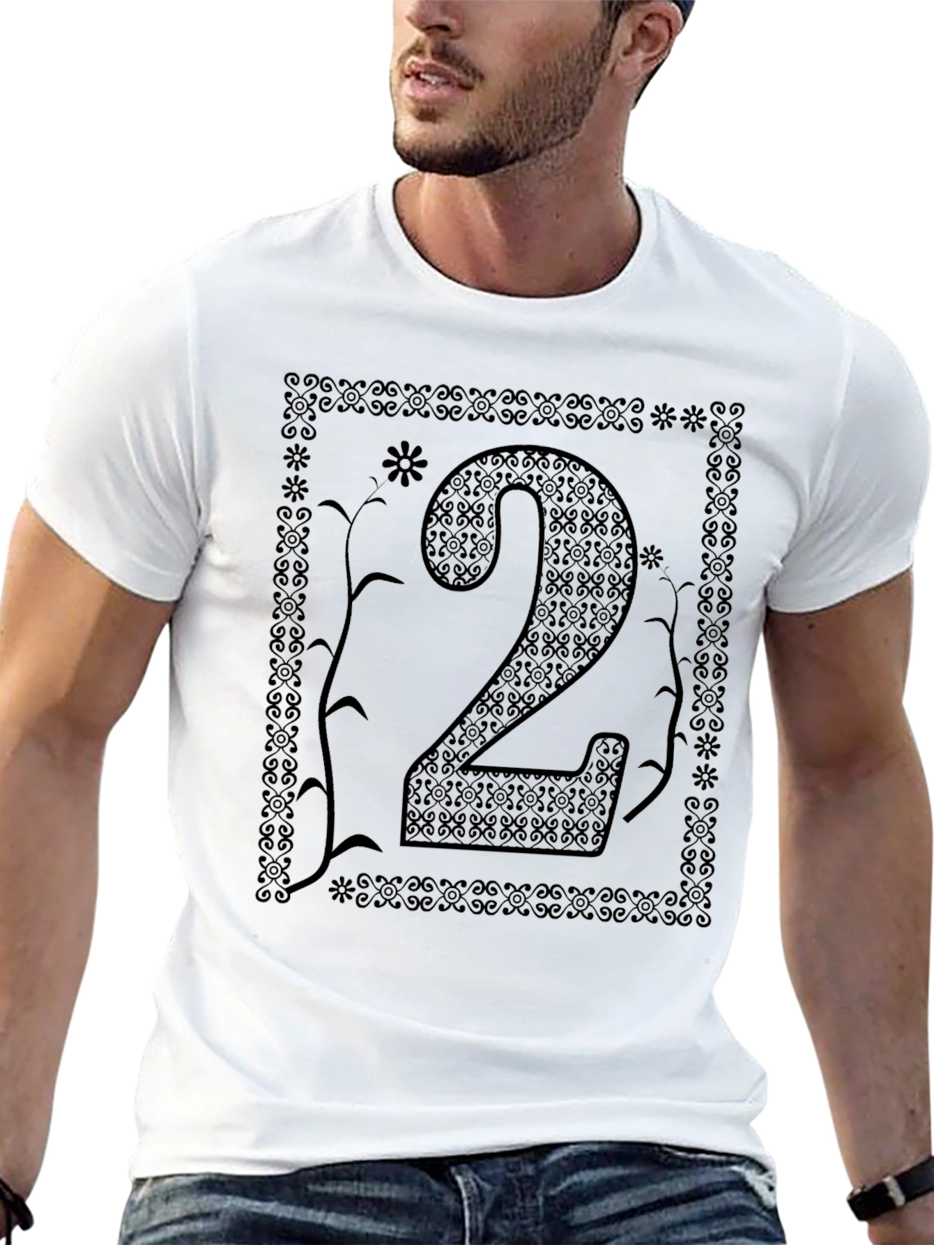 Black Number 2 Graphic Tee Shirt