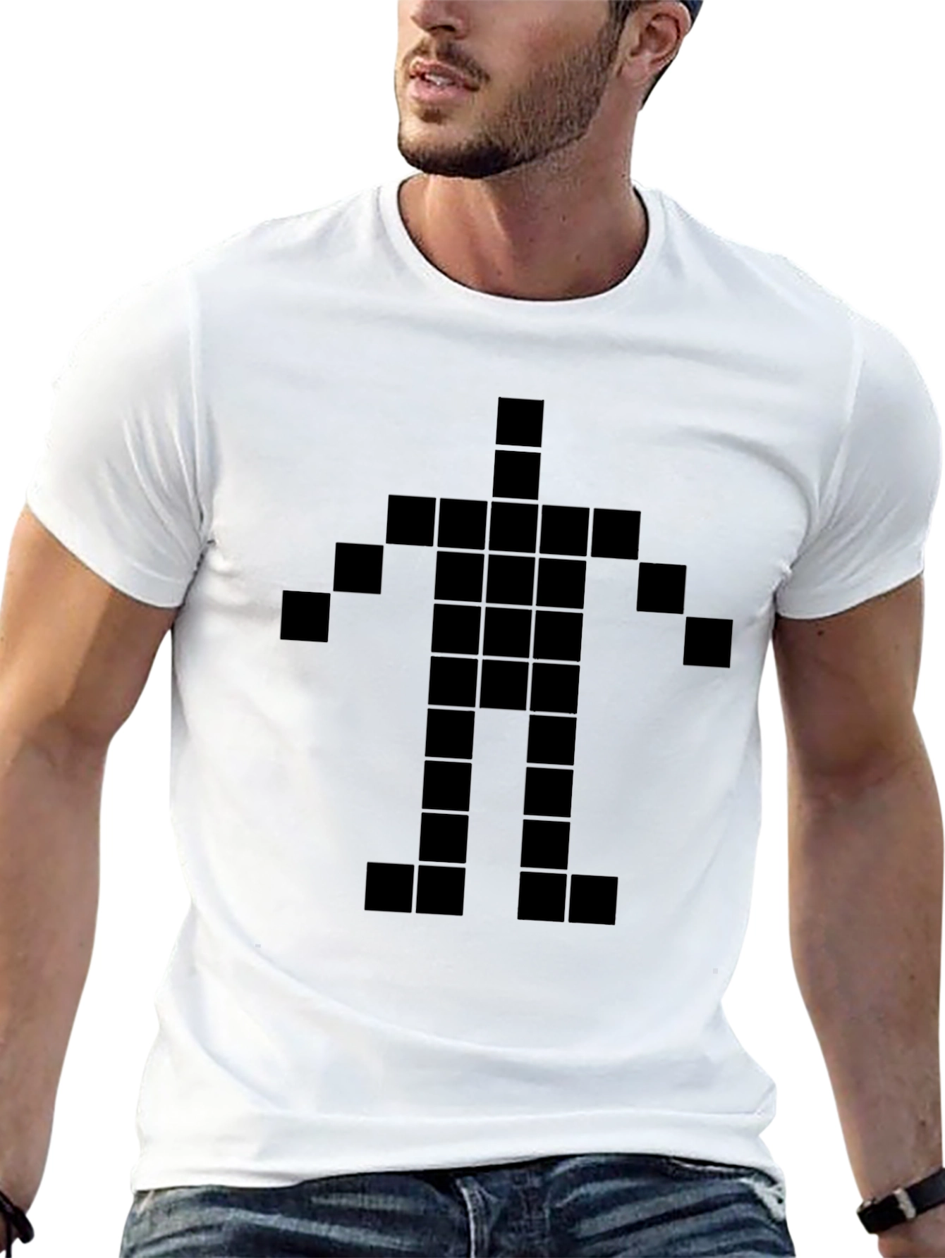 Pixelated Man Graphic Black T-Shirt
