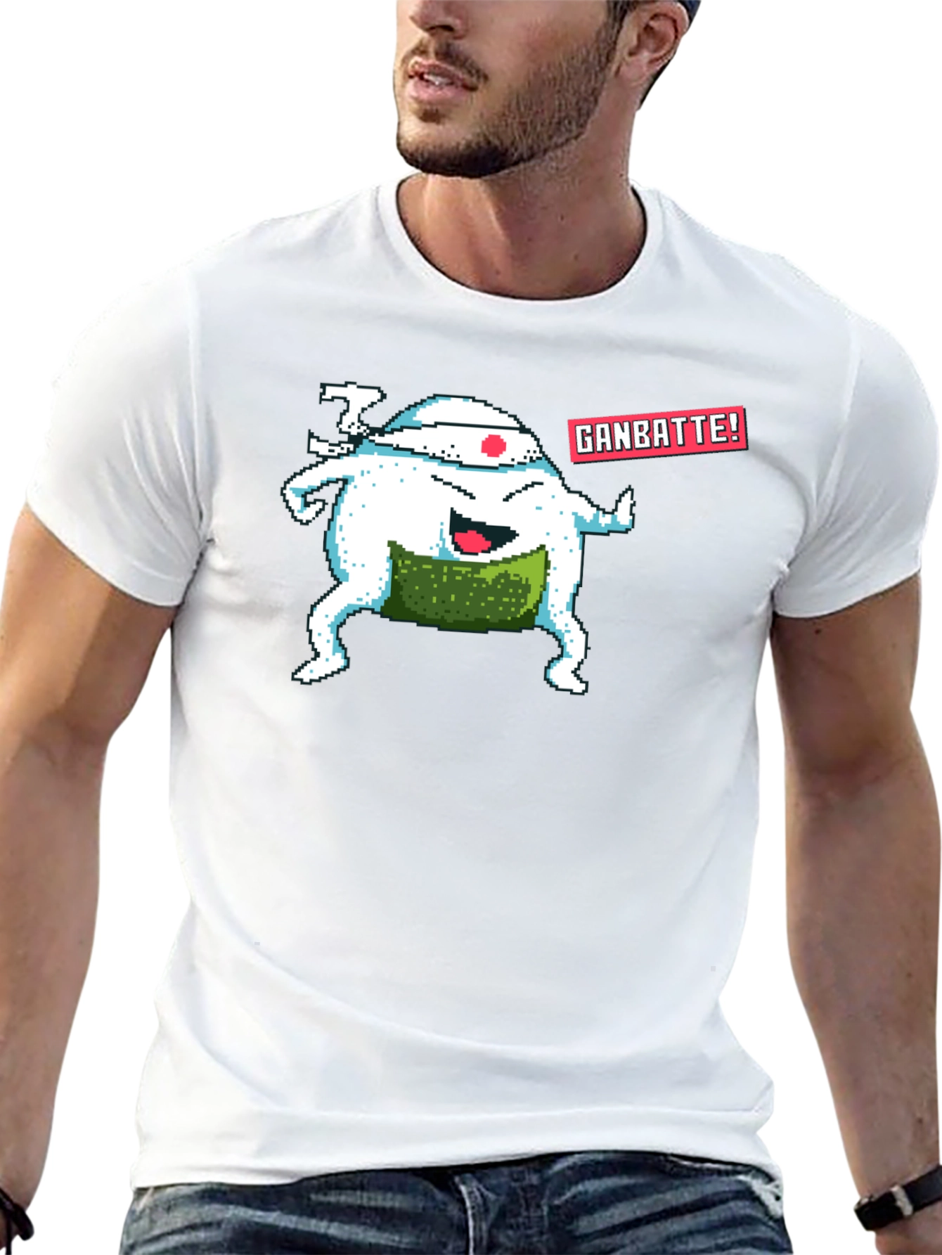 Pixel Art Sushi T-Shirt - Ganbatte! Design