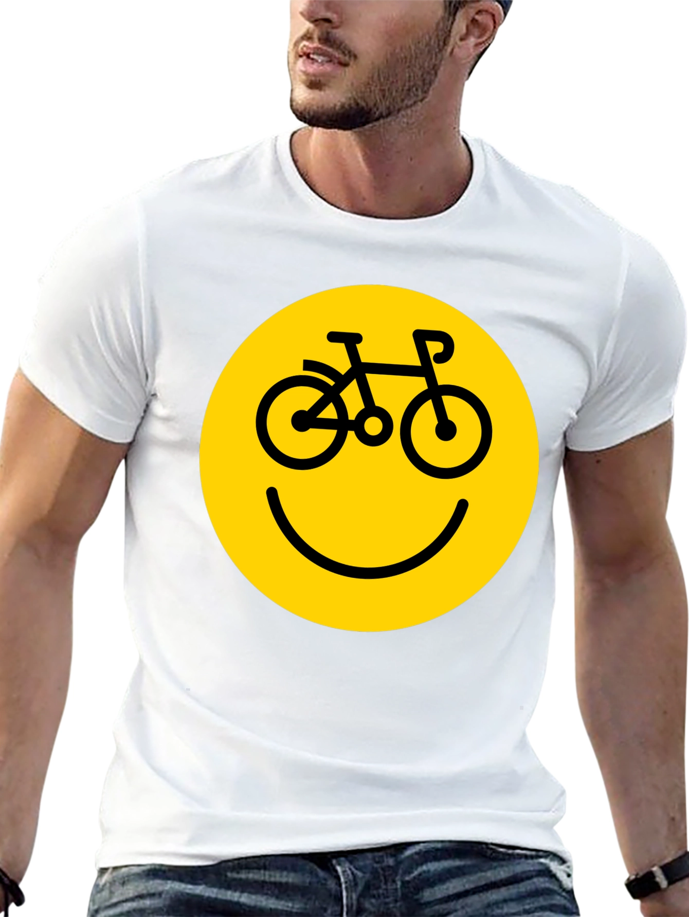 Smiley Face Bike T-Shirt - Yellow Graphic