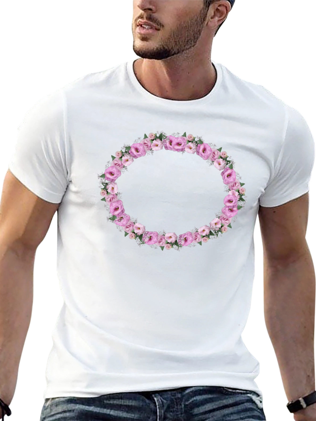 Floral Wreath Graphic Tee - Black