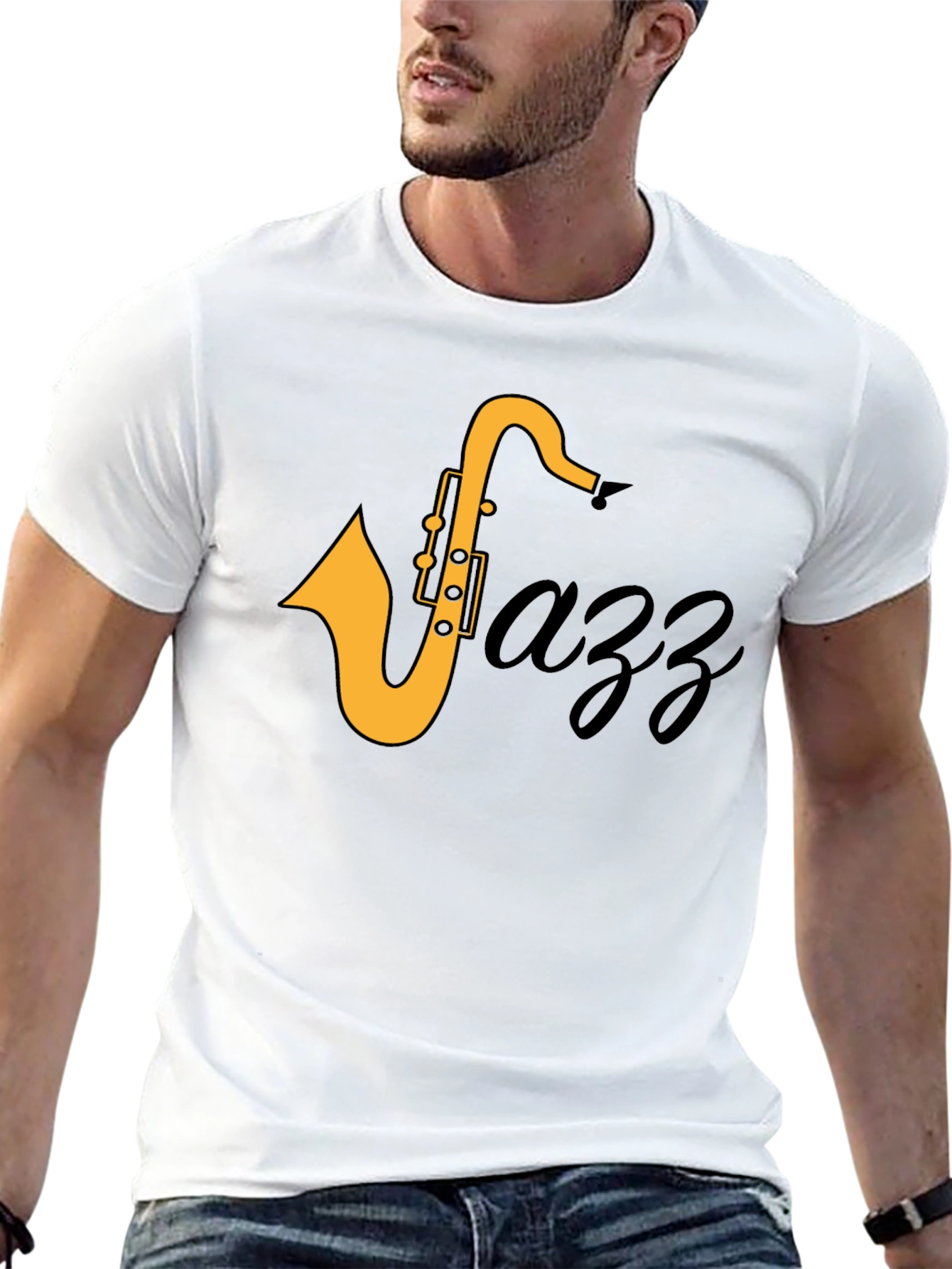 Jazz Saxophone Graphic T-Shirt - Black