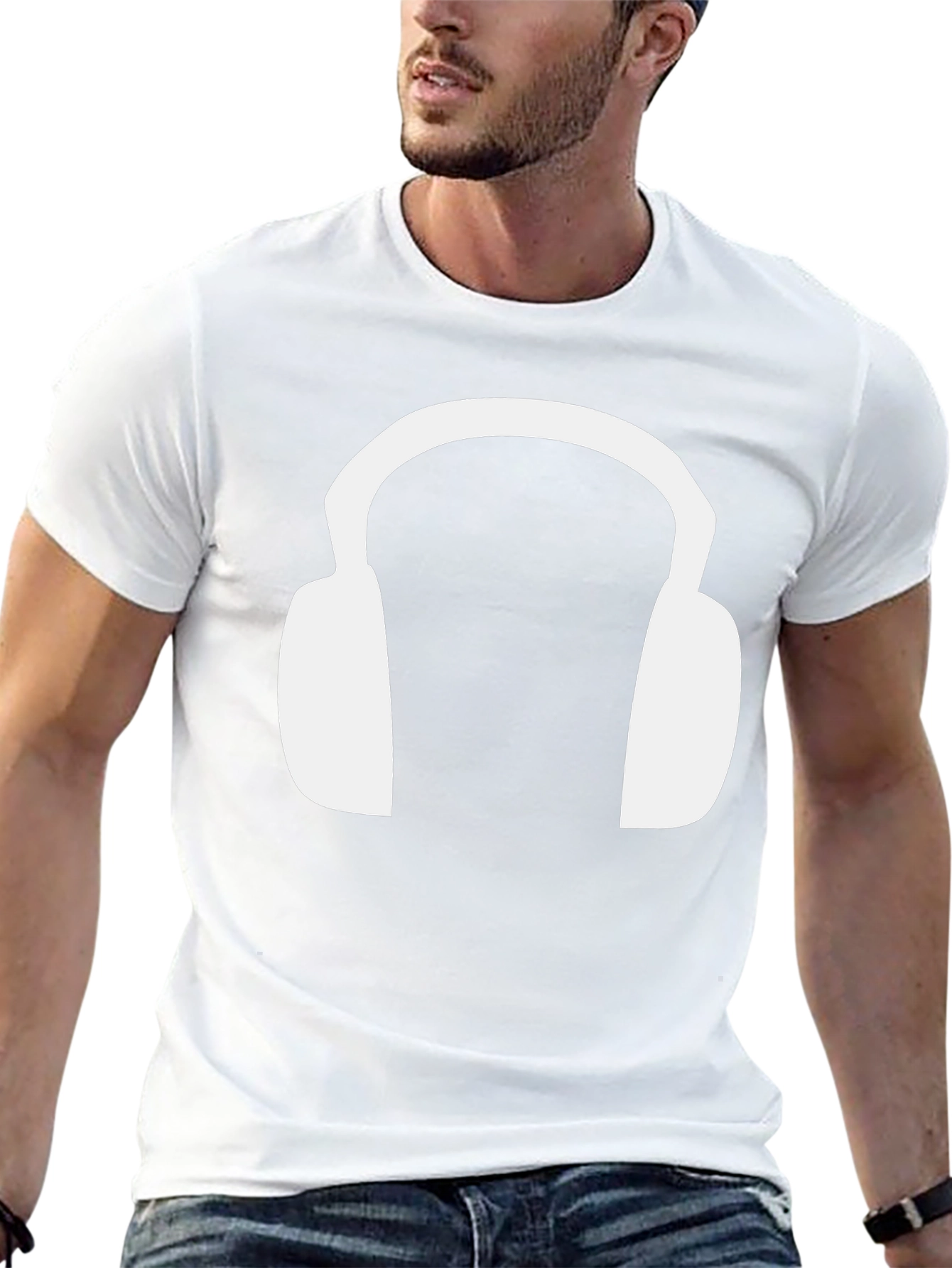 Headphone Graphic Tee - Black Cotton T-Shirt