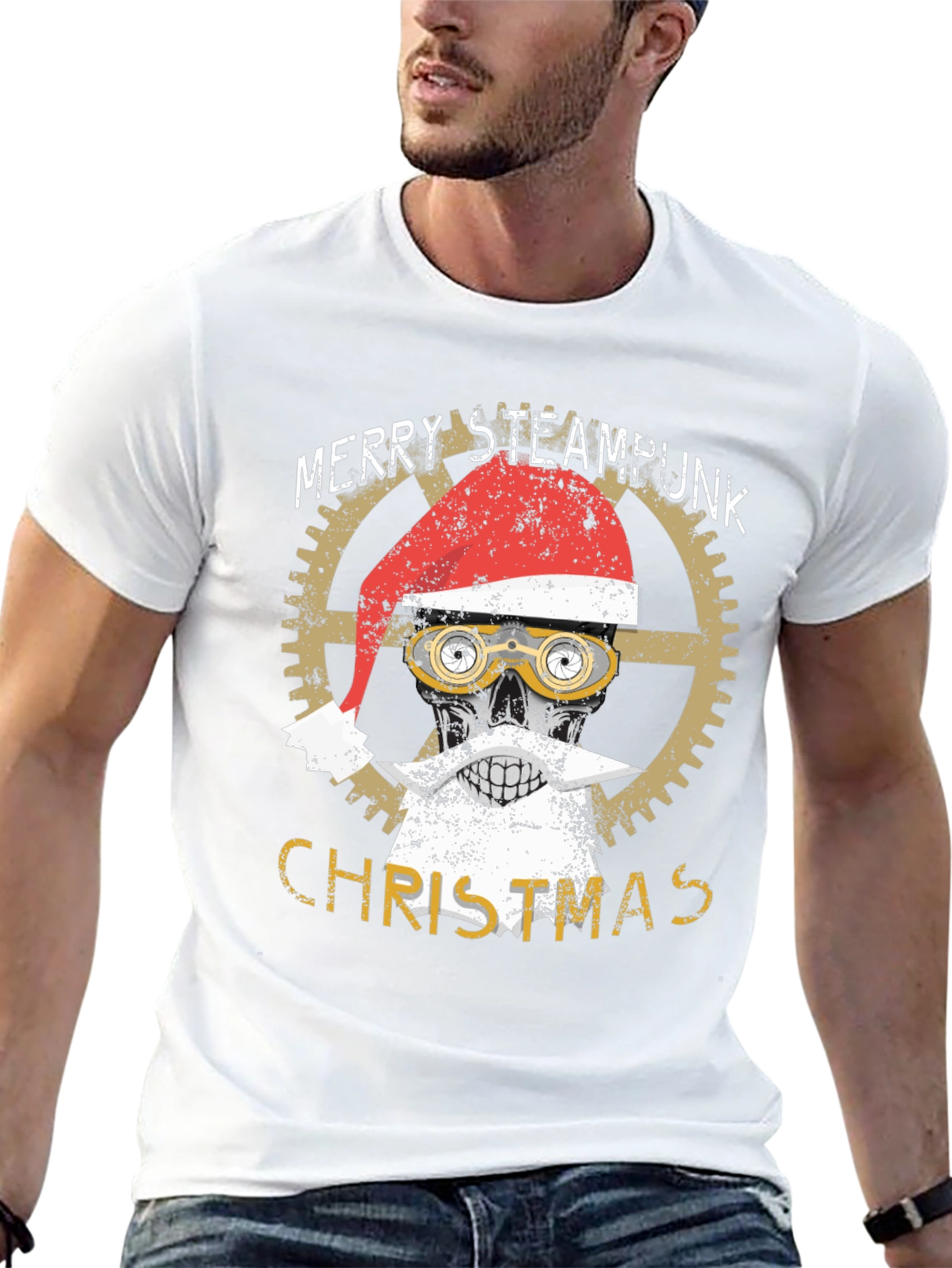 Steampunk Christmas Skull T-Shirt