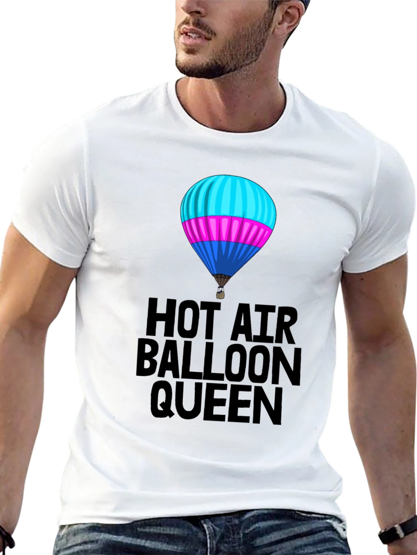 Hot Air Balloon Queen Black T-Shirt