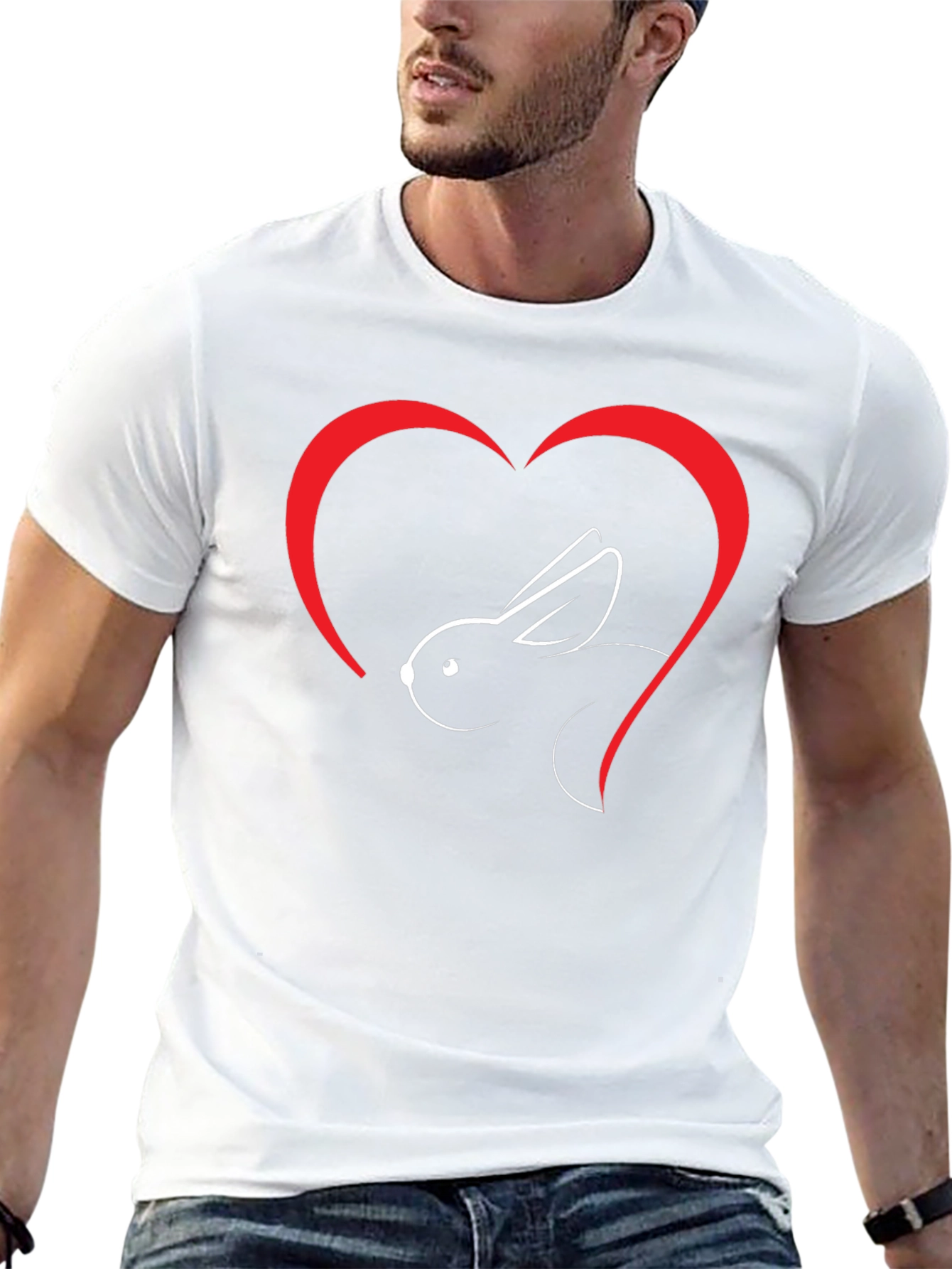 Rabbit Heart Graphic T-Shirt - Soft Cotton Blend