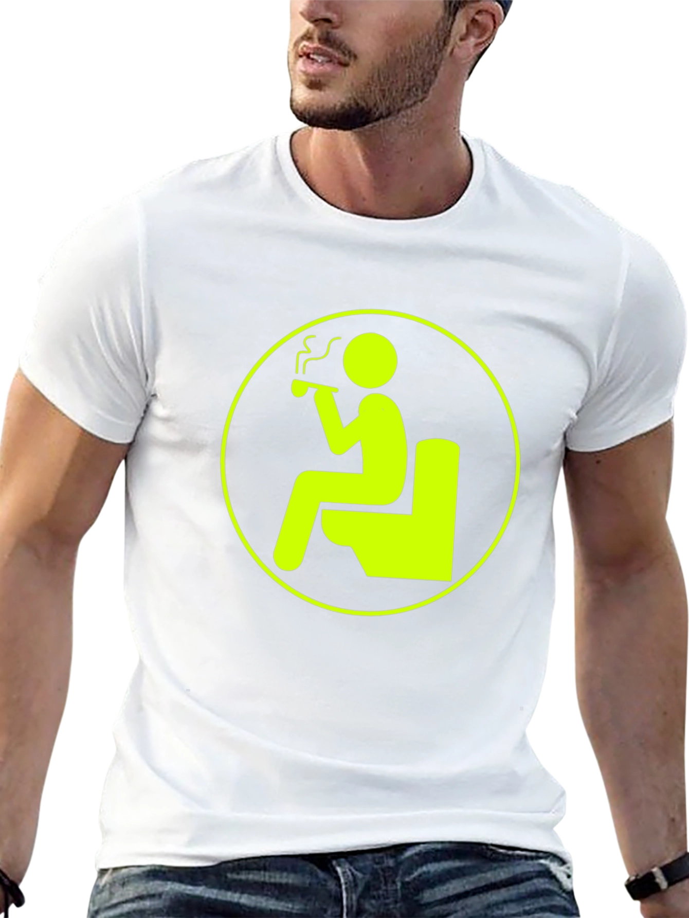 Funny Smoking on Toilet Black T-Shirt