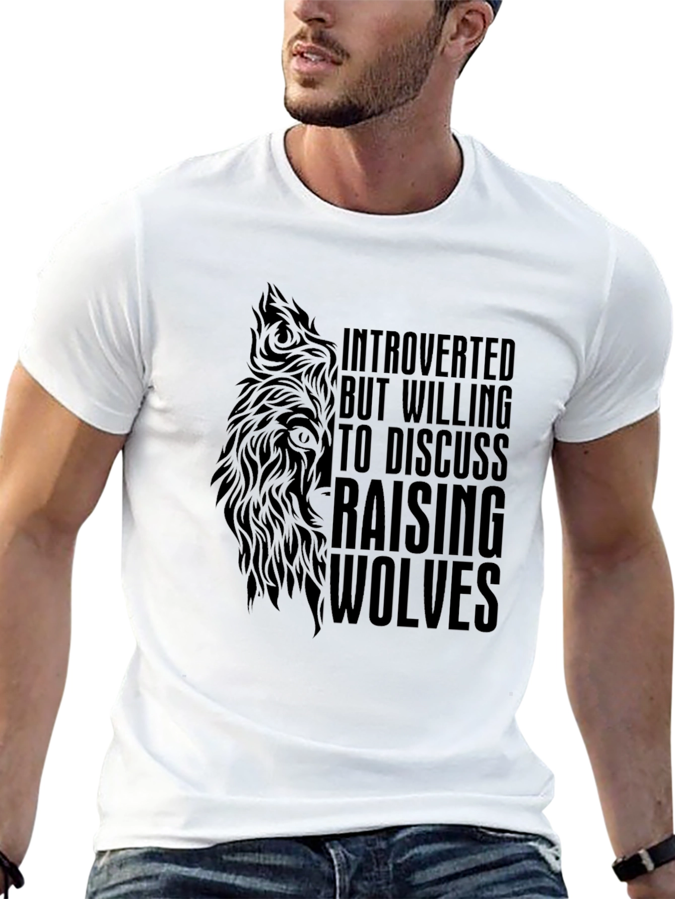 Introverted Wolves Graphic T-Shirt - Unisex Black Tee