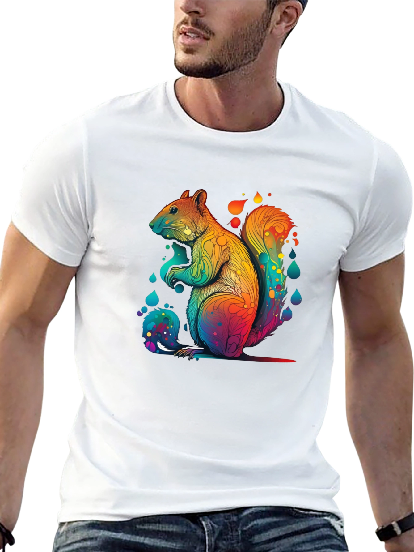 Rainbow Squirrel Graphic Tee - Unisex Black T-Shirt