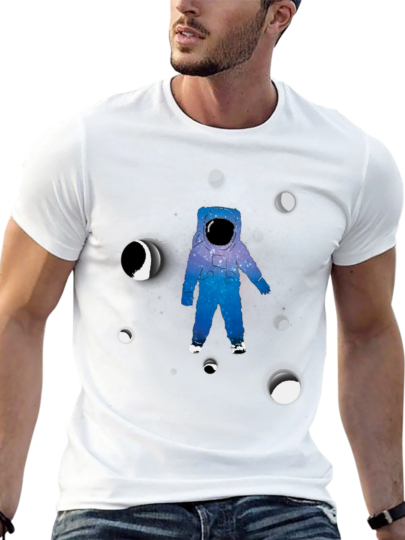 Astronaut Graphic Print Black T-Shirt