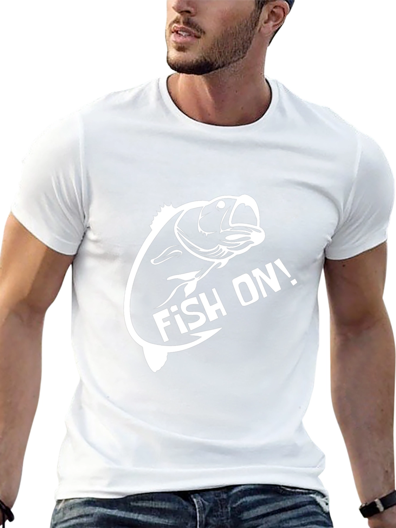 Fish On! Graphic T-Shirt Black Crew Neck