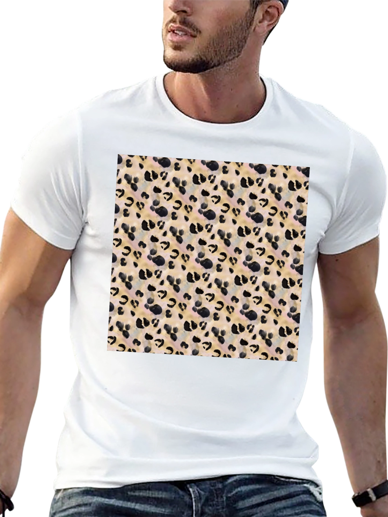 Trendy Leopard Print Black T-Shirt