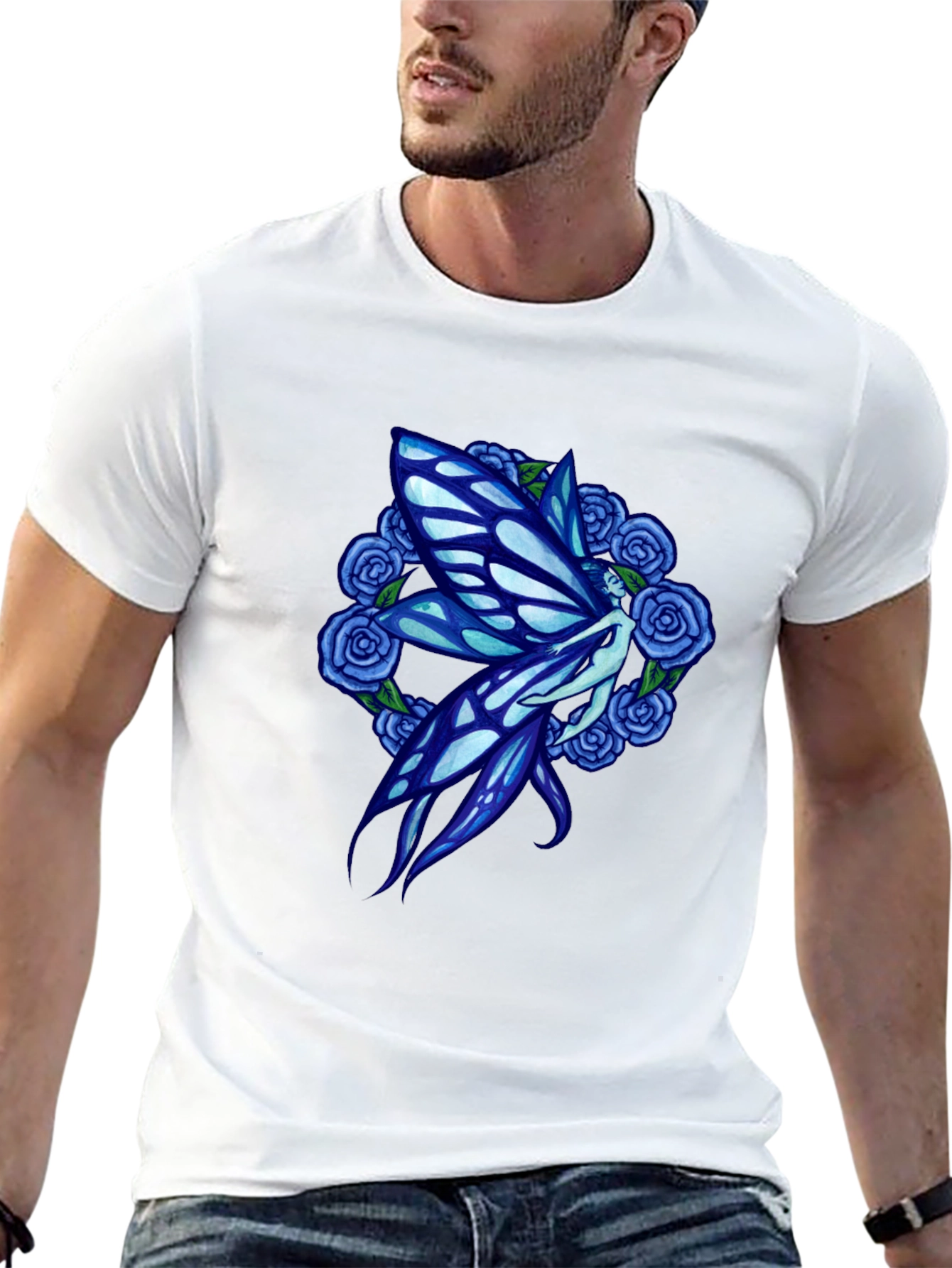 Fairy and Rose Graphic Black T-Shirt
