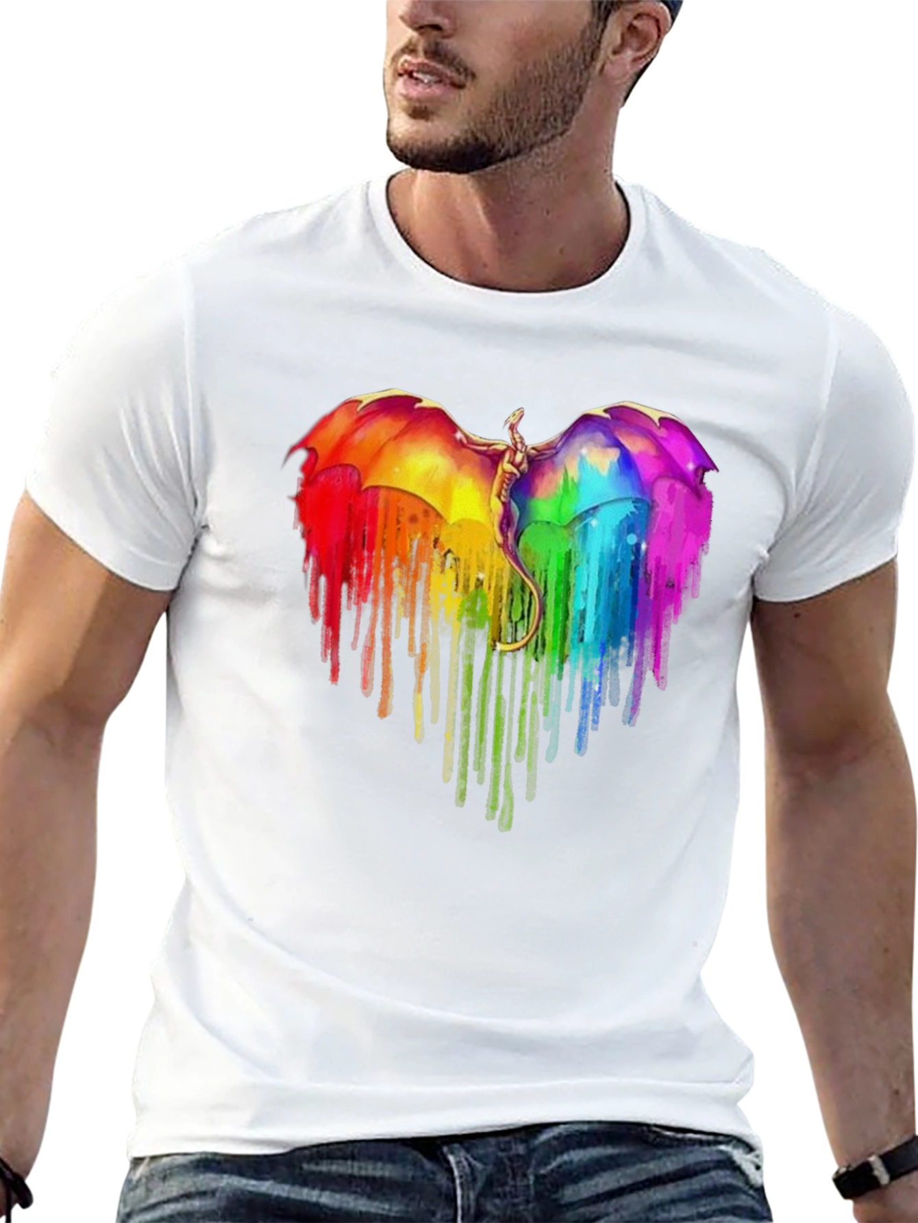 Rainbow Dragon Heart Graphic Tee