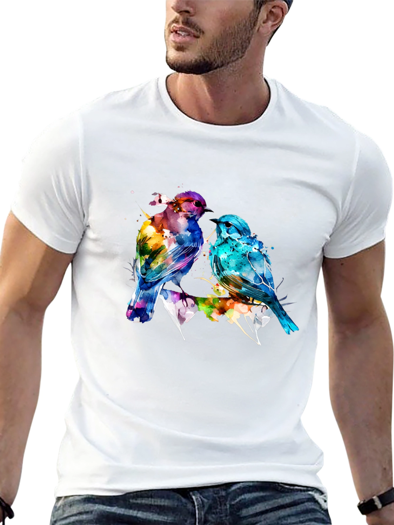 Watercolor Bird Print Tee