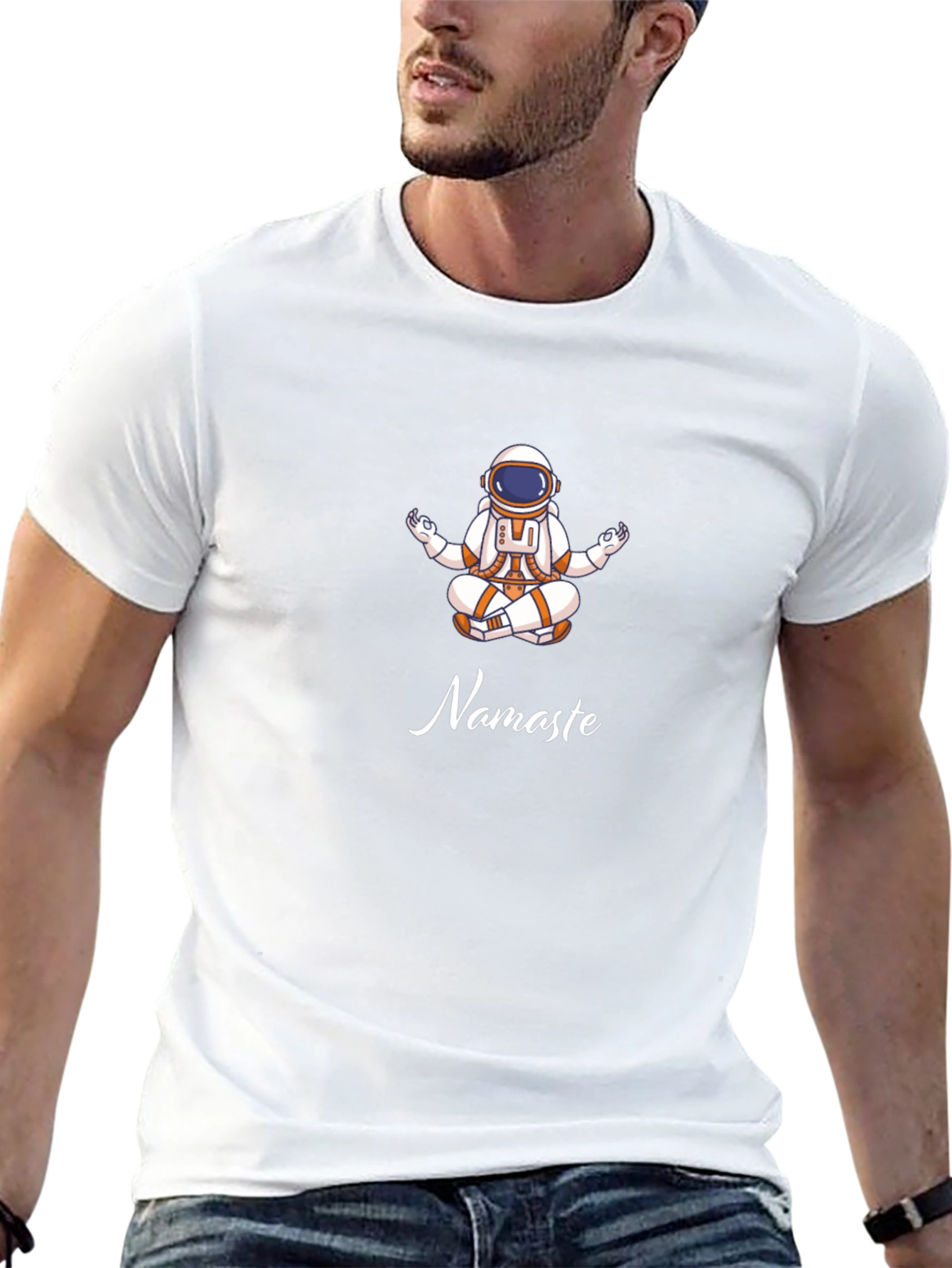 Astronaut Namaste Graphic T-Shirt - Black
