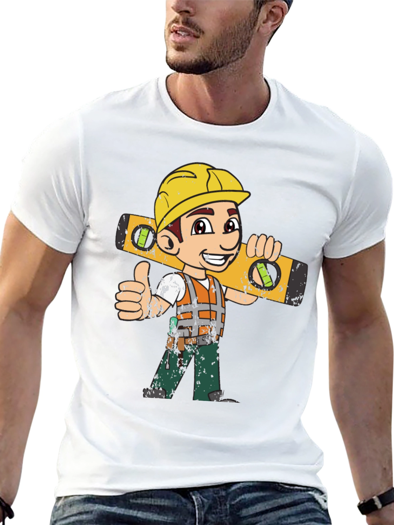Cartoon Construction Worker T-Shirt