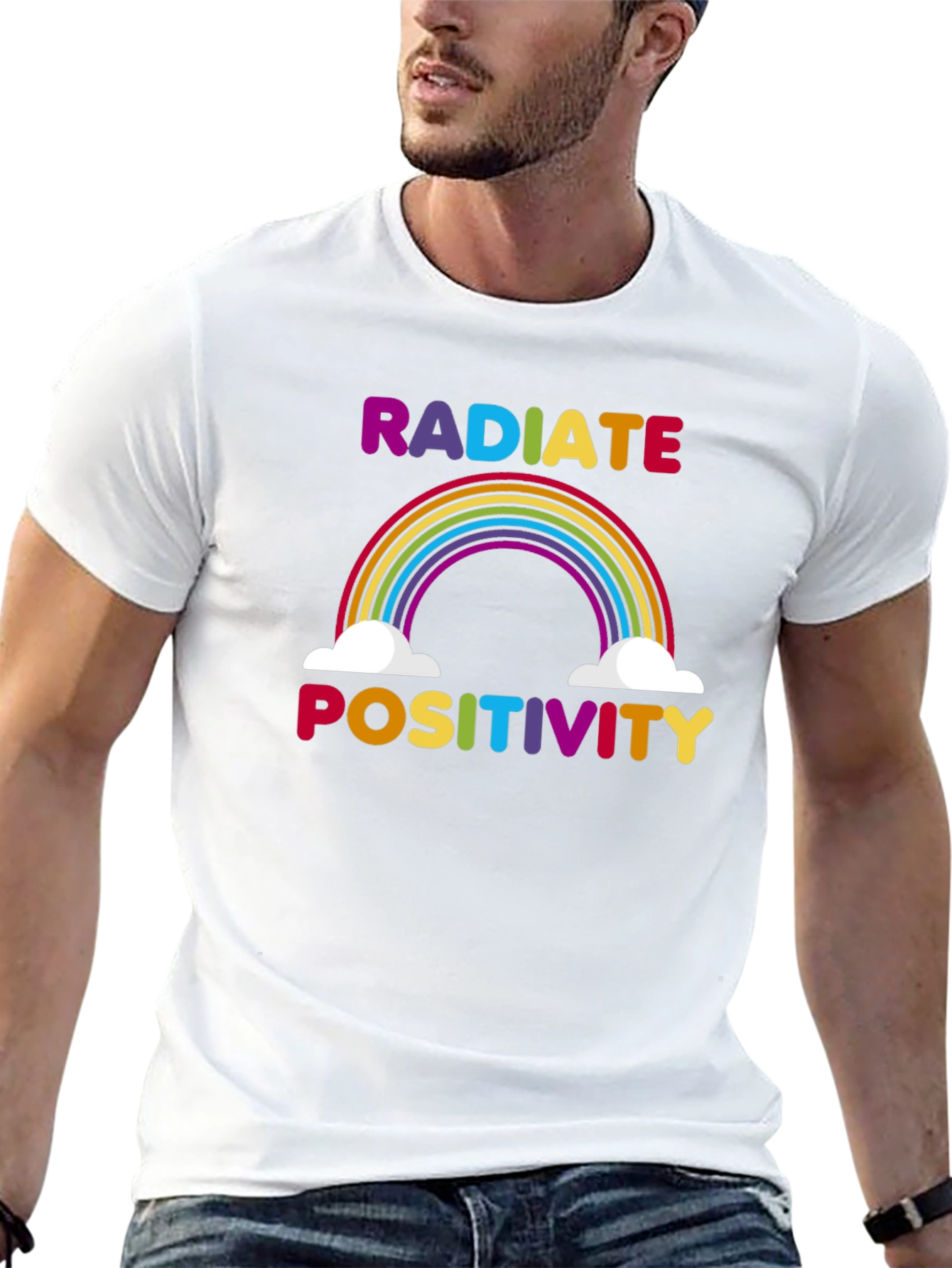 Radiate Positivity Rainbow Graphic T-Shirt