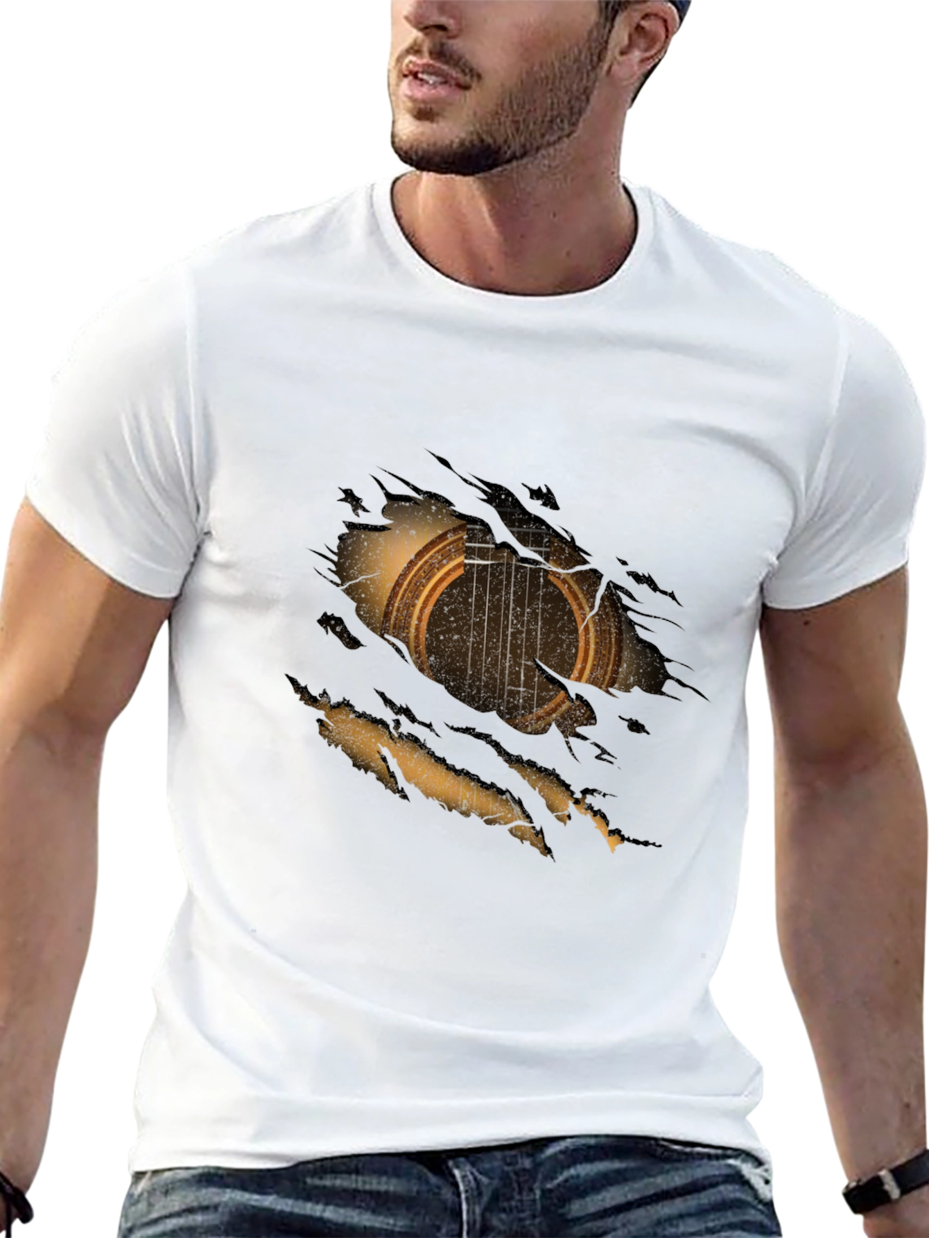 Ripped Guitar Graphic Tee - Musicians Style!