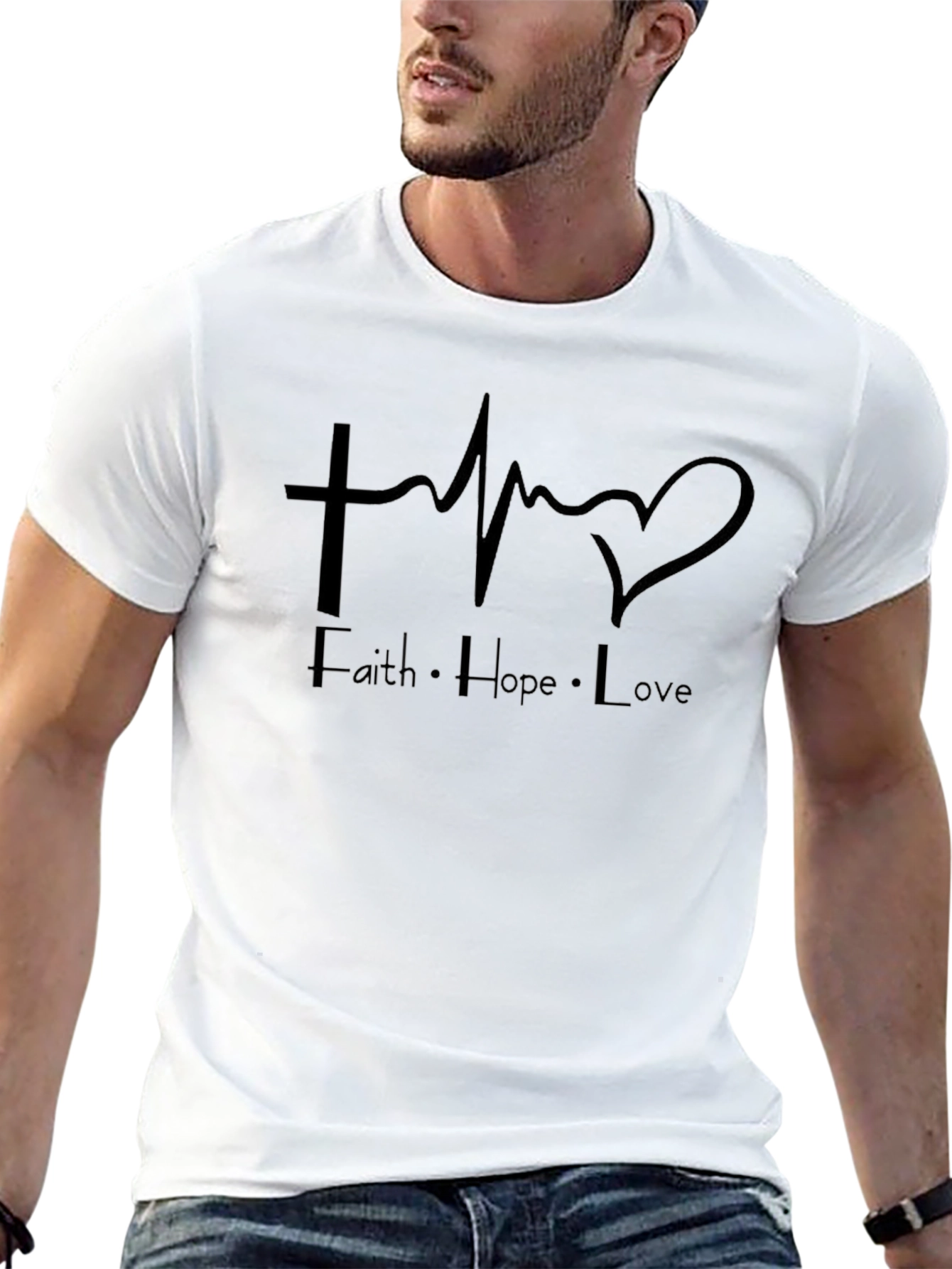 Faith Hope Love Graphic Tee - Christian Inspired Shirt