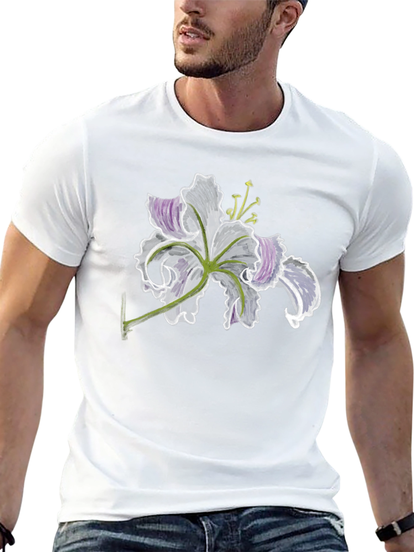 Floral Sketch Black T-Shirt