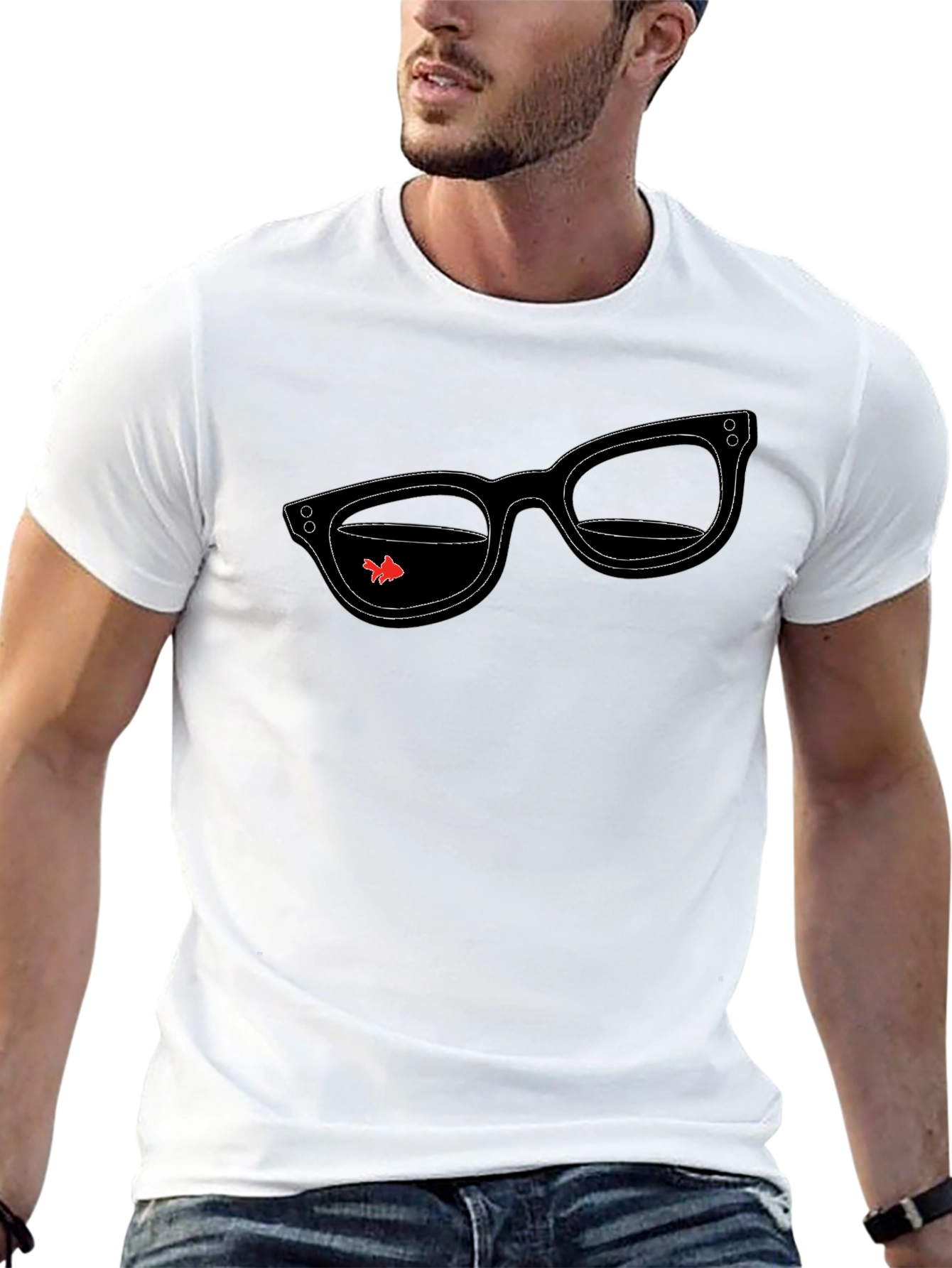 Cool Glasses & Goldfish T-Shirt - Stylish Graphic Tee