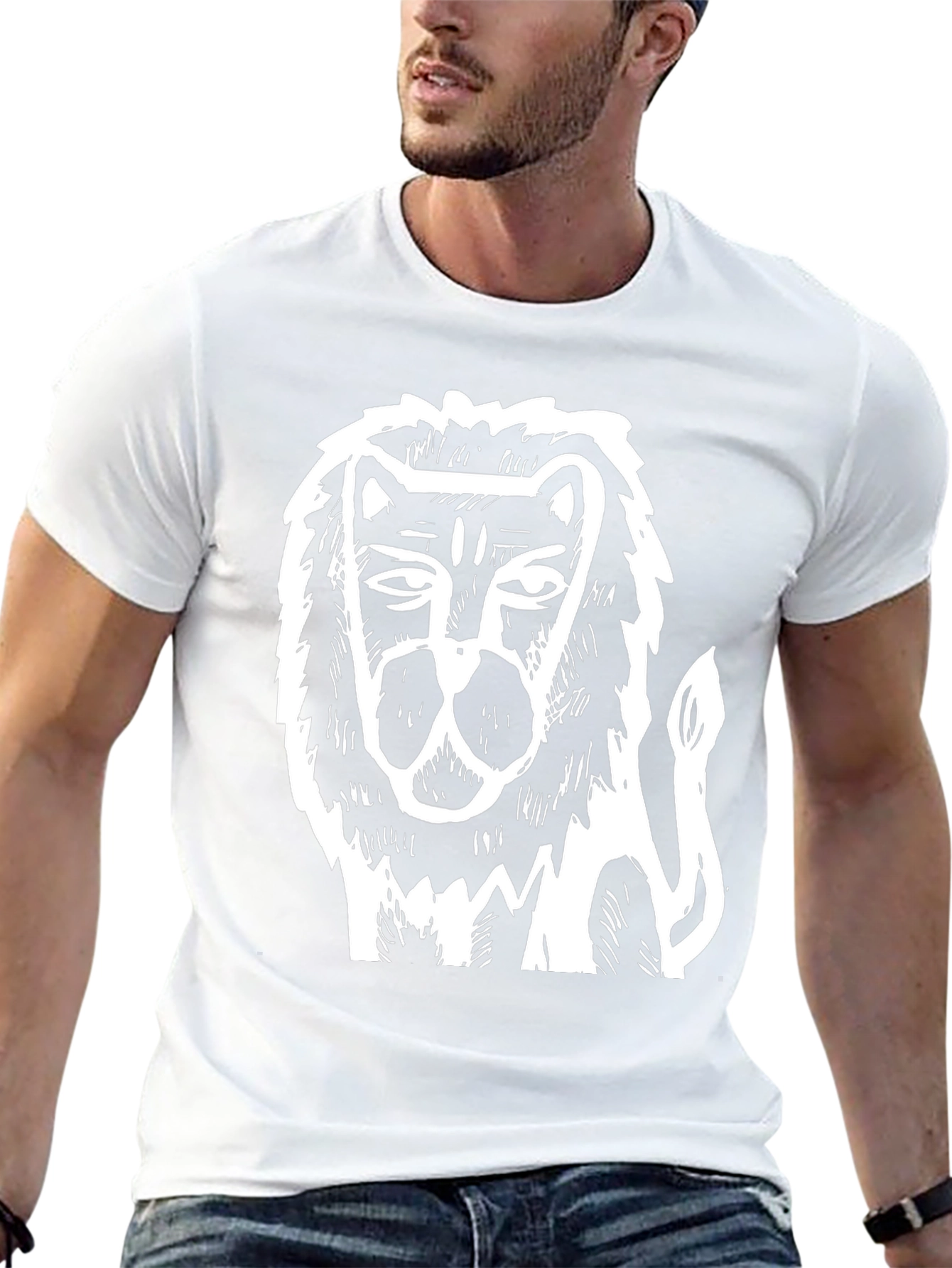 Abstract Lion Graphic Tee - Black Cotton Comfort