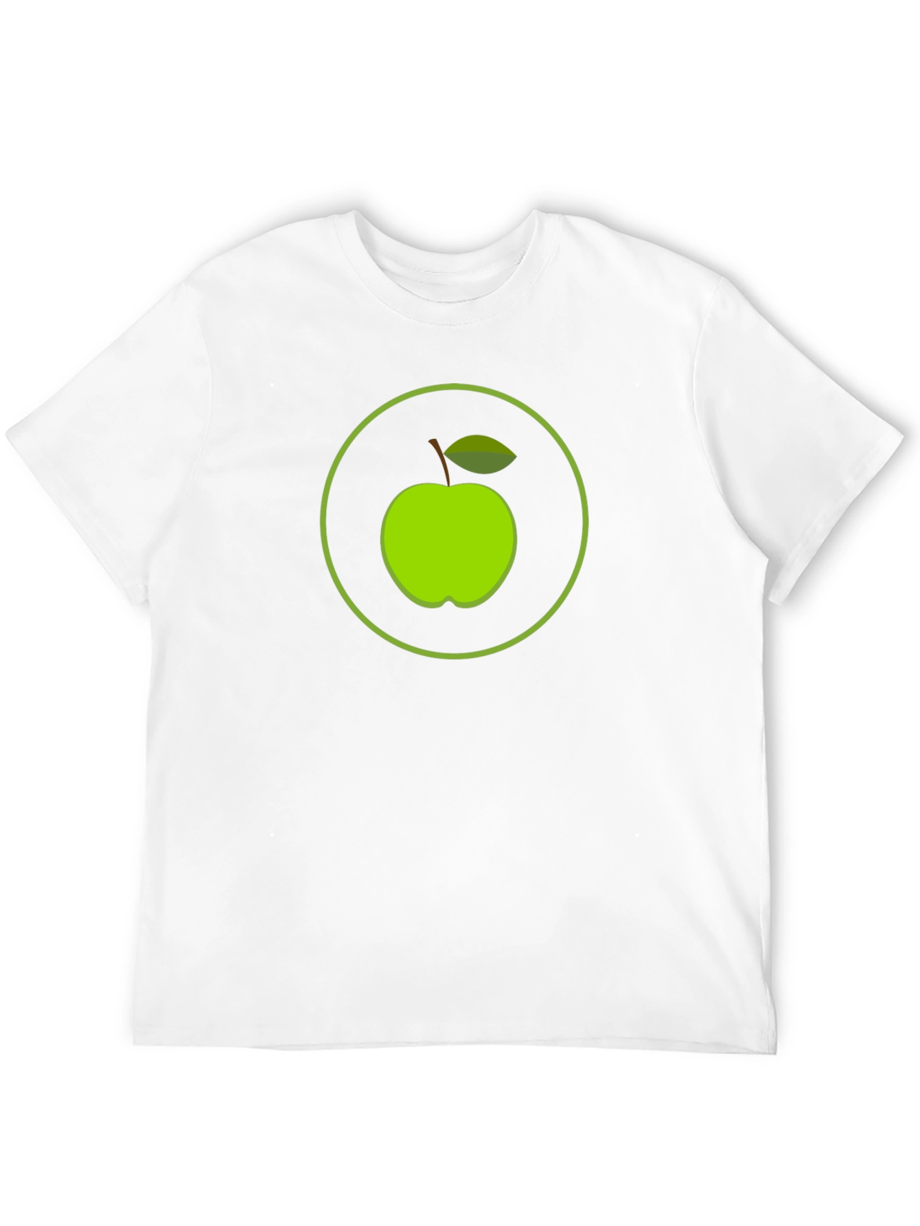 Green Apple Circle Graphic Black T-Shirt