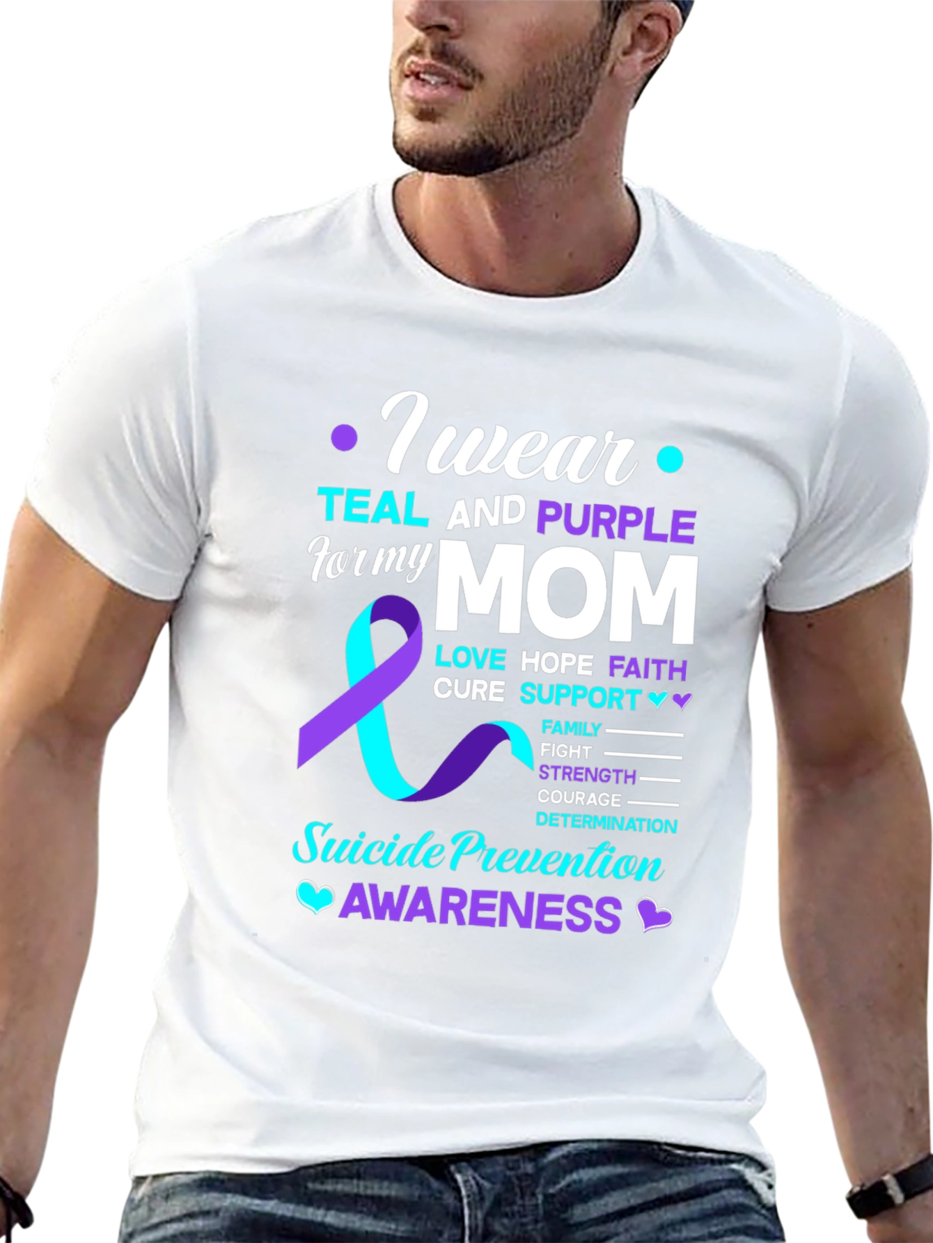 Teal and Purple Suicide Awareness T-Shirt for Mom