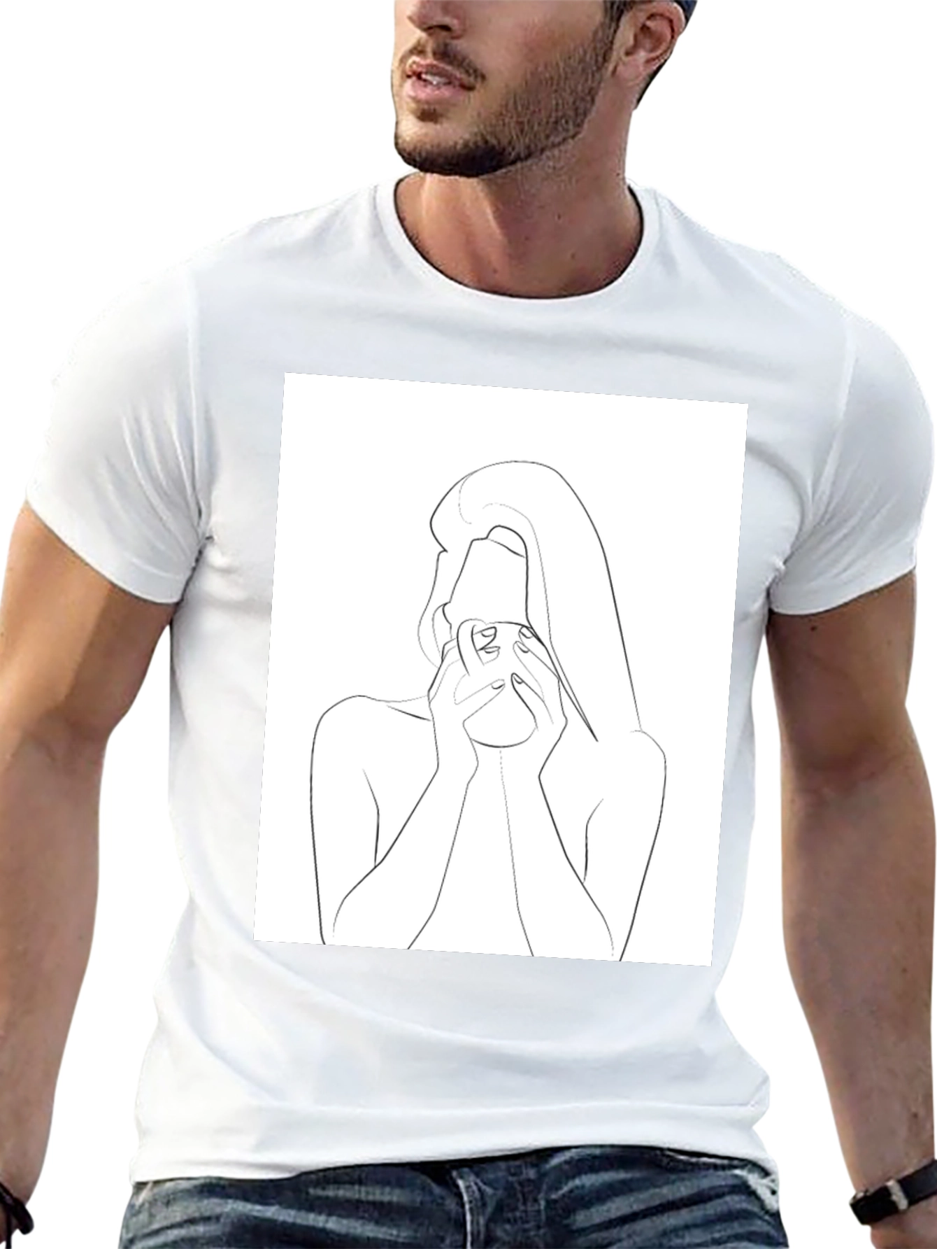 Minimalist Woman Drinking T-Shirt