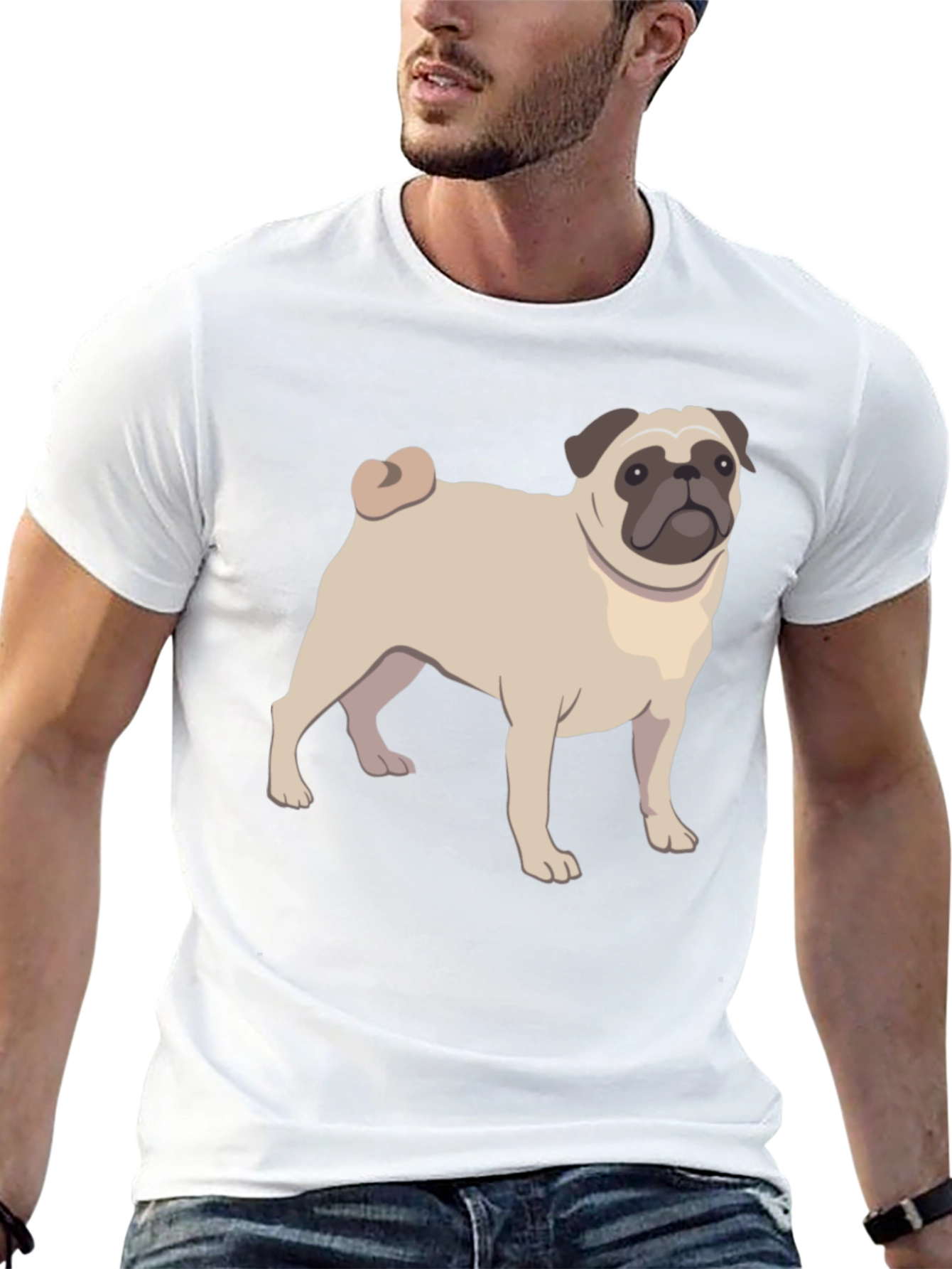 Pug Graphic T-Shirt - Black Cotton Blend