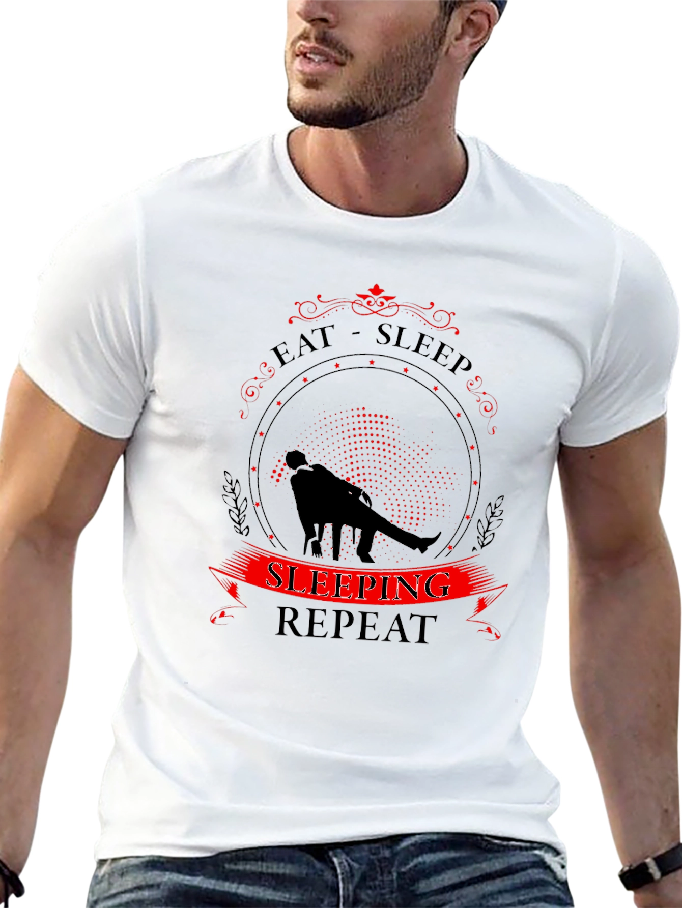 Eat Sleep Sleeping Repeat Black T-Shirt