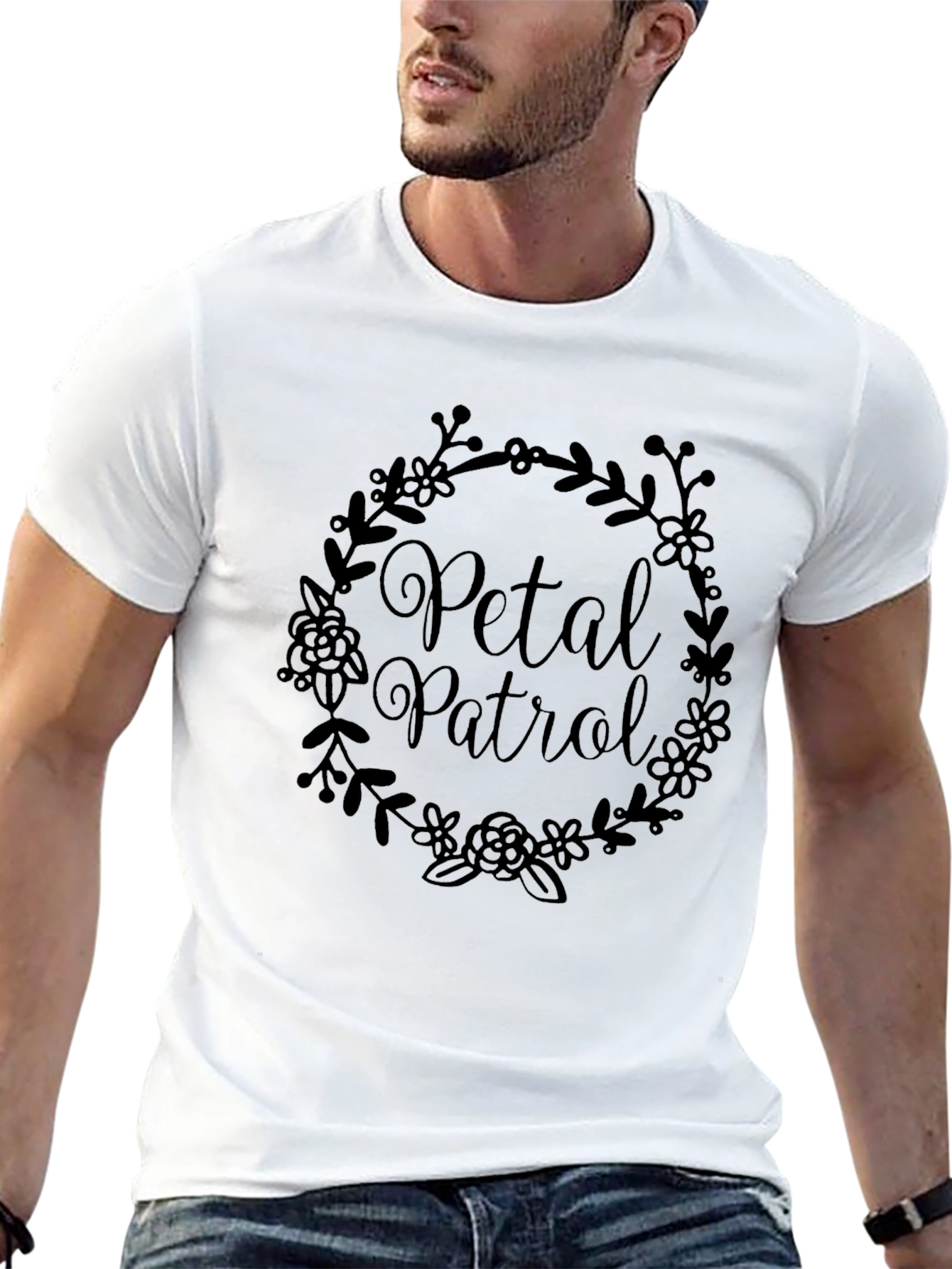 Petal Patrol Black Crew Neck T-Shirt