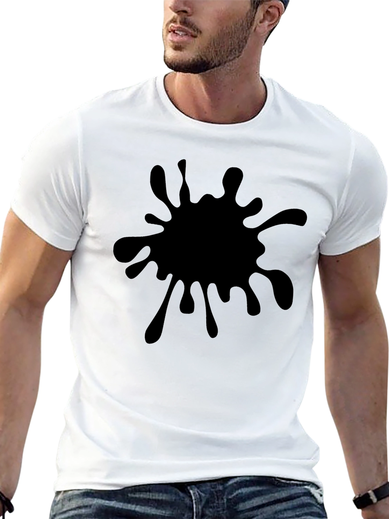 Black Splatter Graphic Tee - Mens Casual Shirt