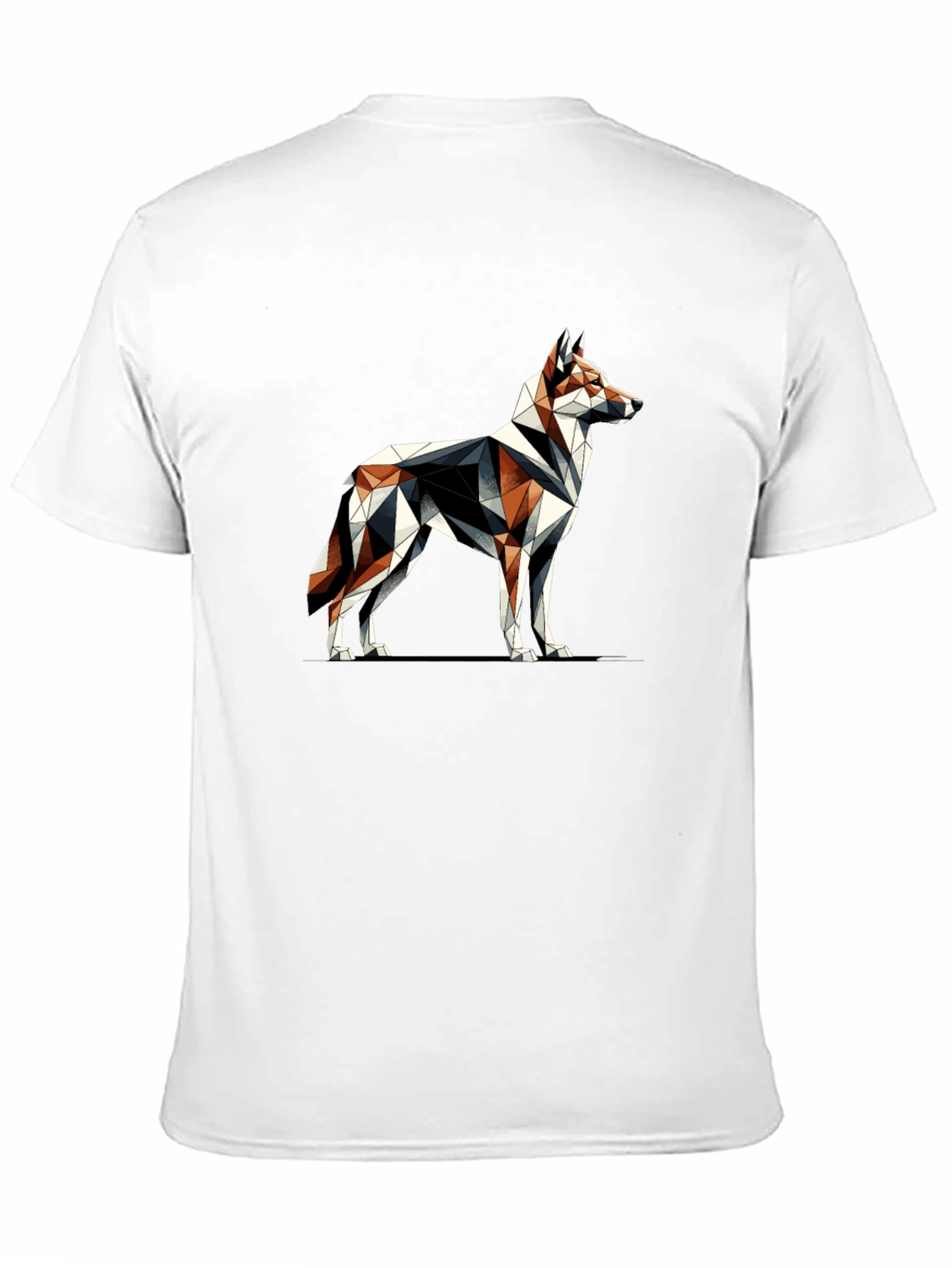 Geometric Wolf Graphic Black T-Shirt