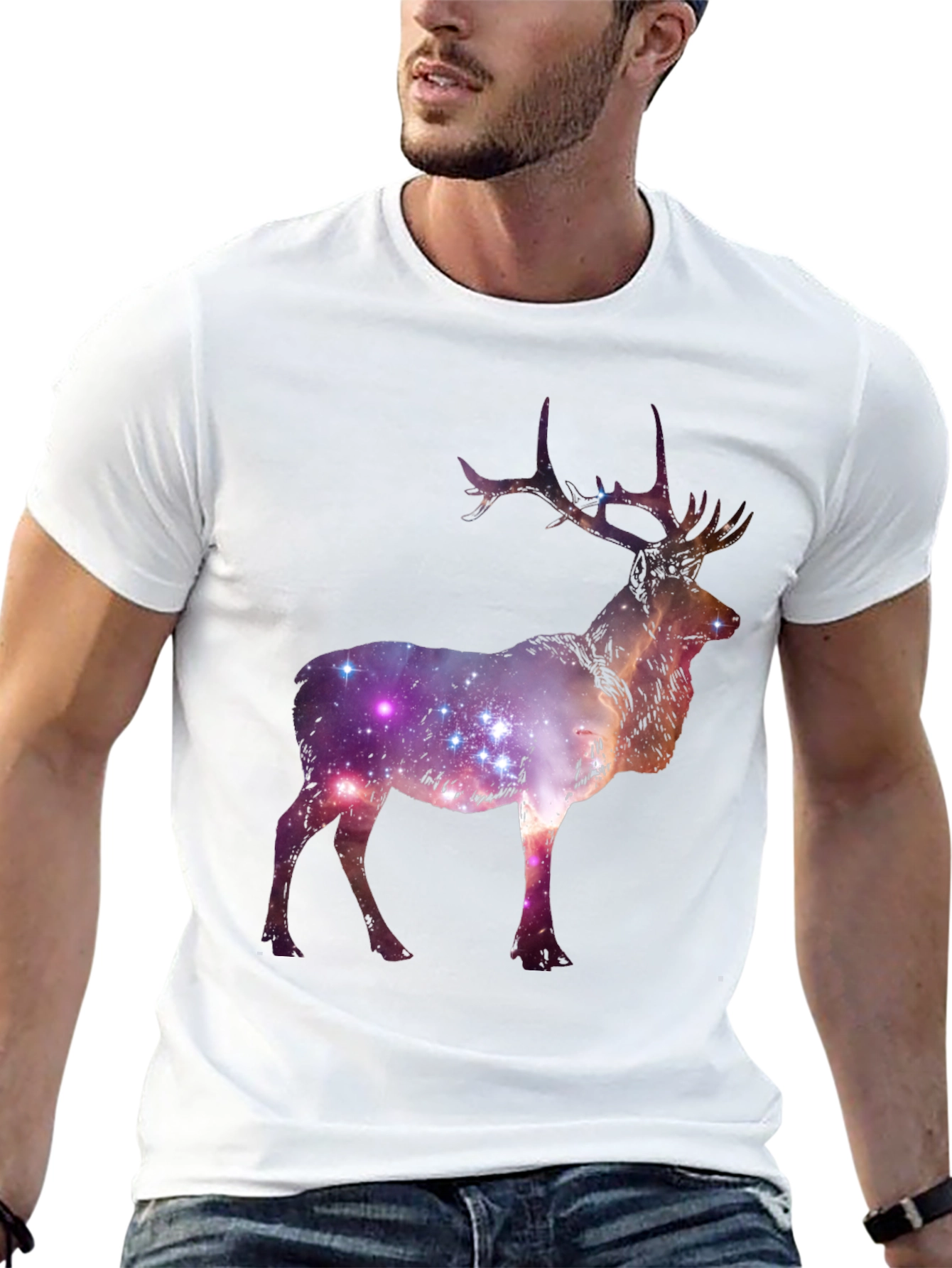 Galaxy Deer Graphic Tee - Cosmic Style